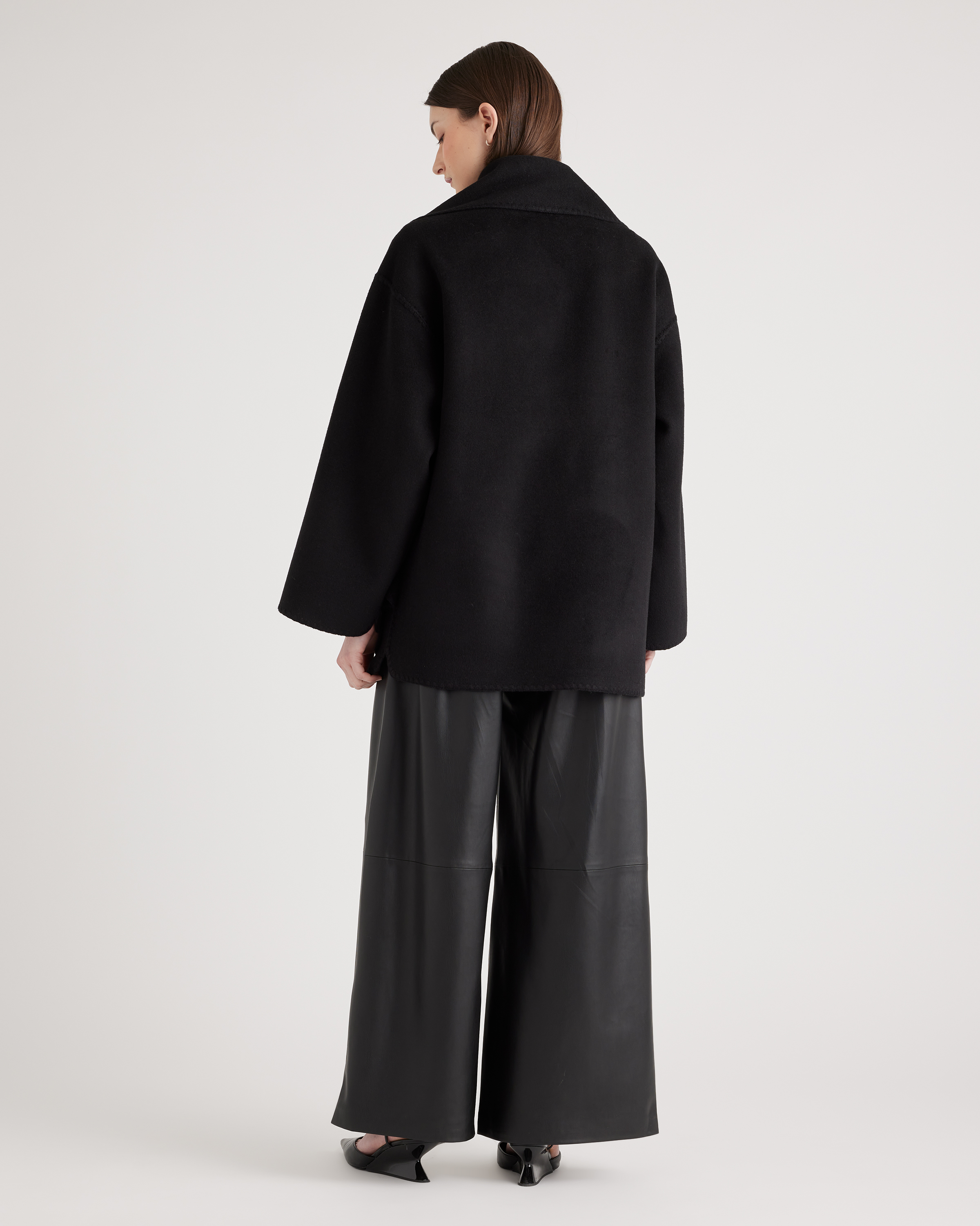 Double-Faced Merino Wool Scarf Coat — Image 27