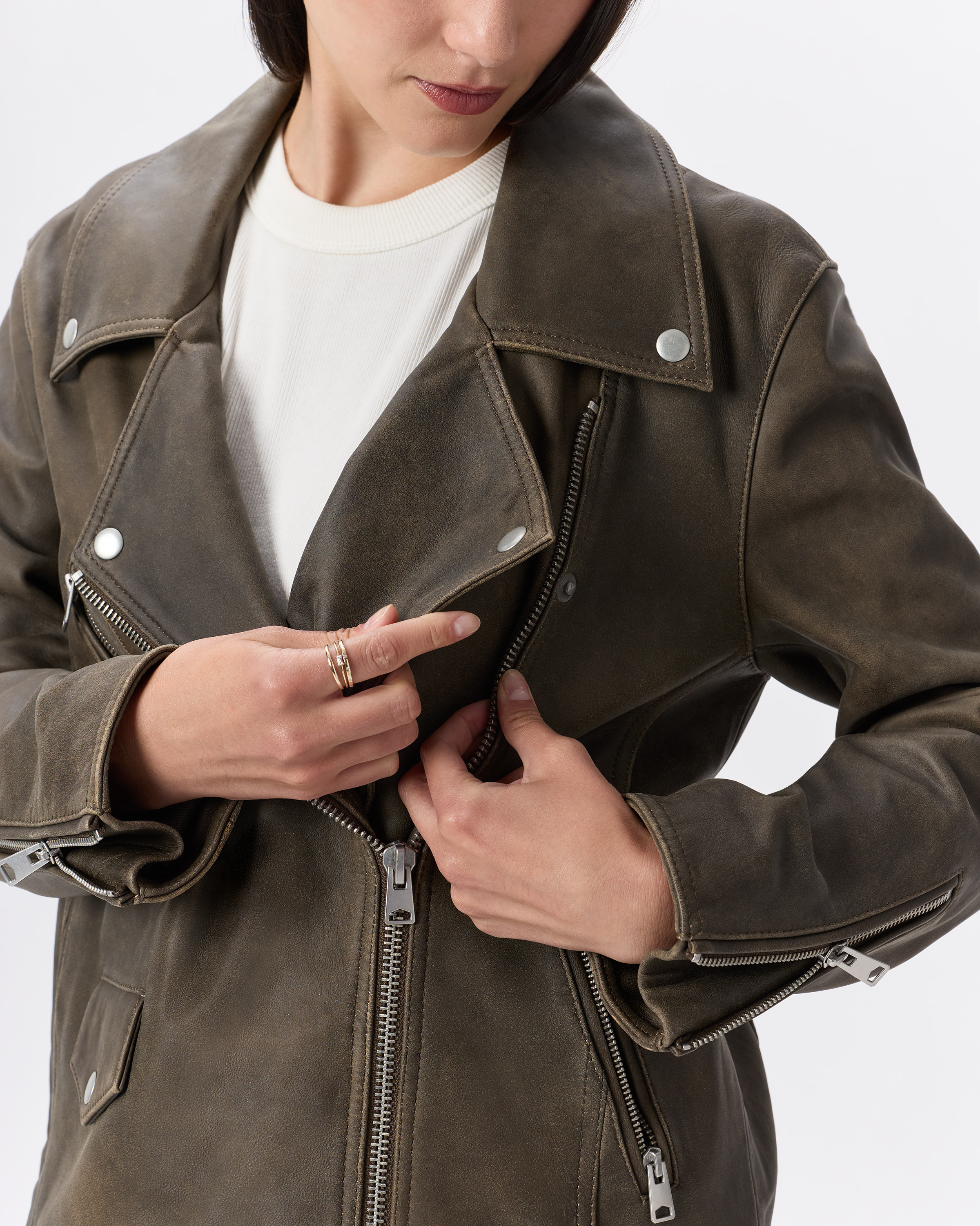 100% Leather Oversized Biker Jacket — Image 4