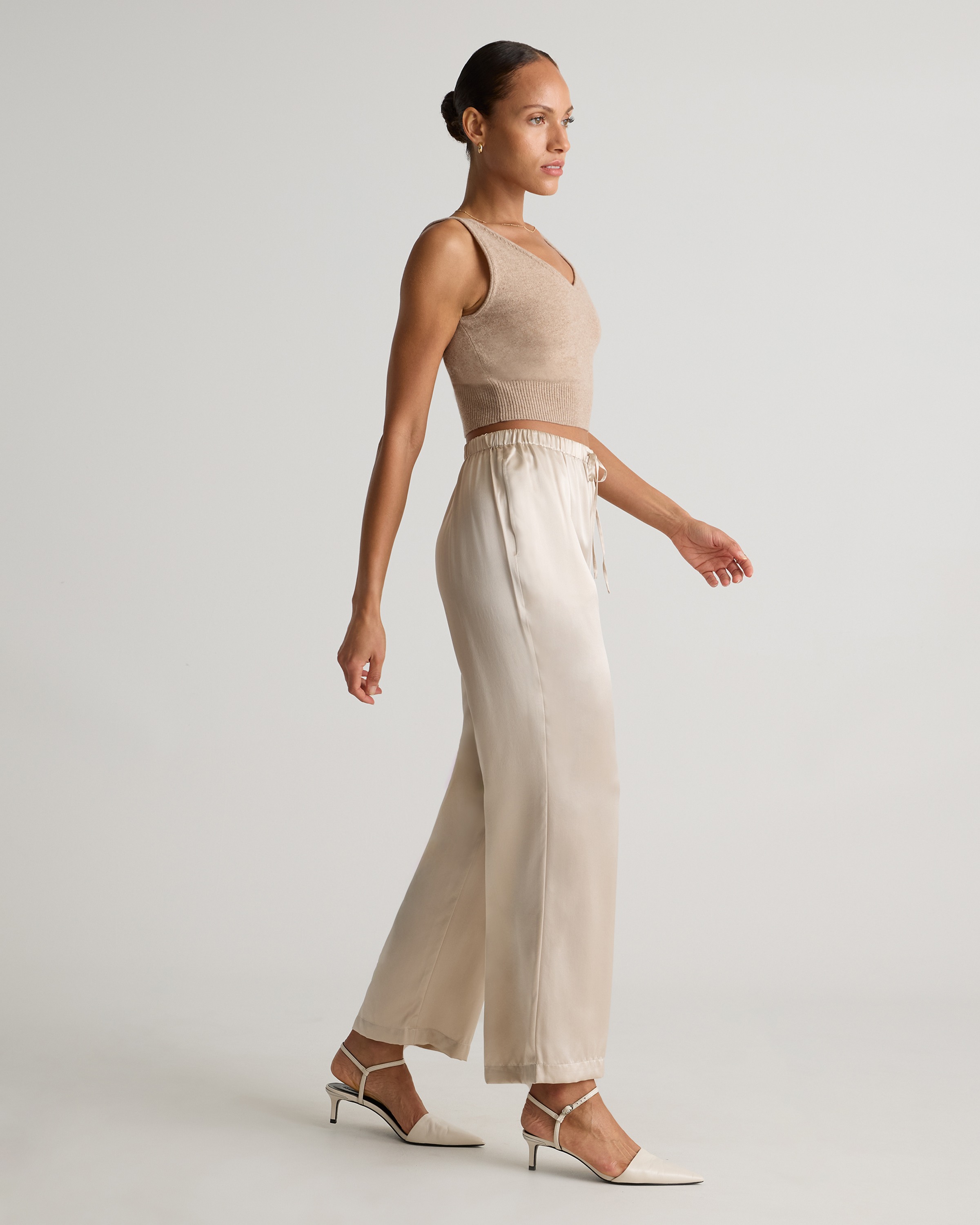100% Washable Silk Drawstring Wide Leg Pants — Image 34