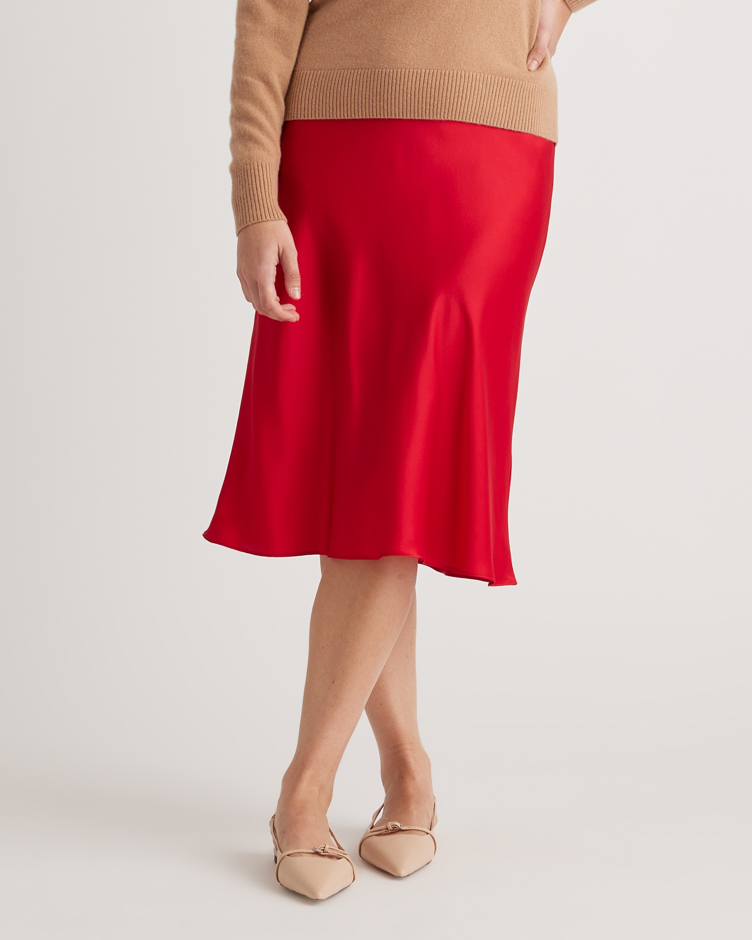 forest-green 100% Washable Silk Skirt — Image 96