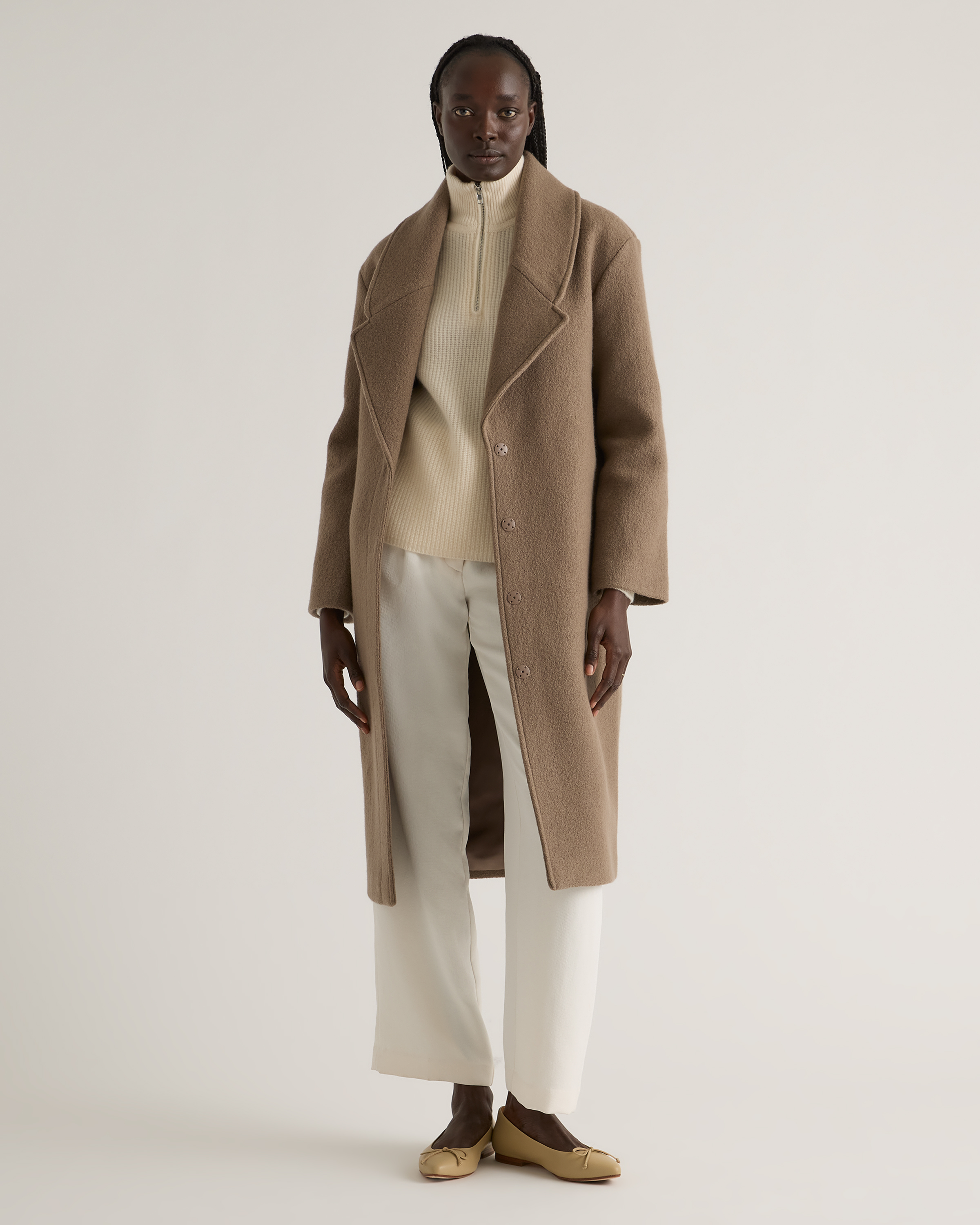 100% Merino Wool Shawl Collar Long Coat — Image 16