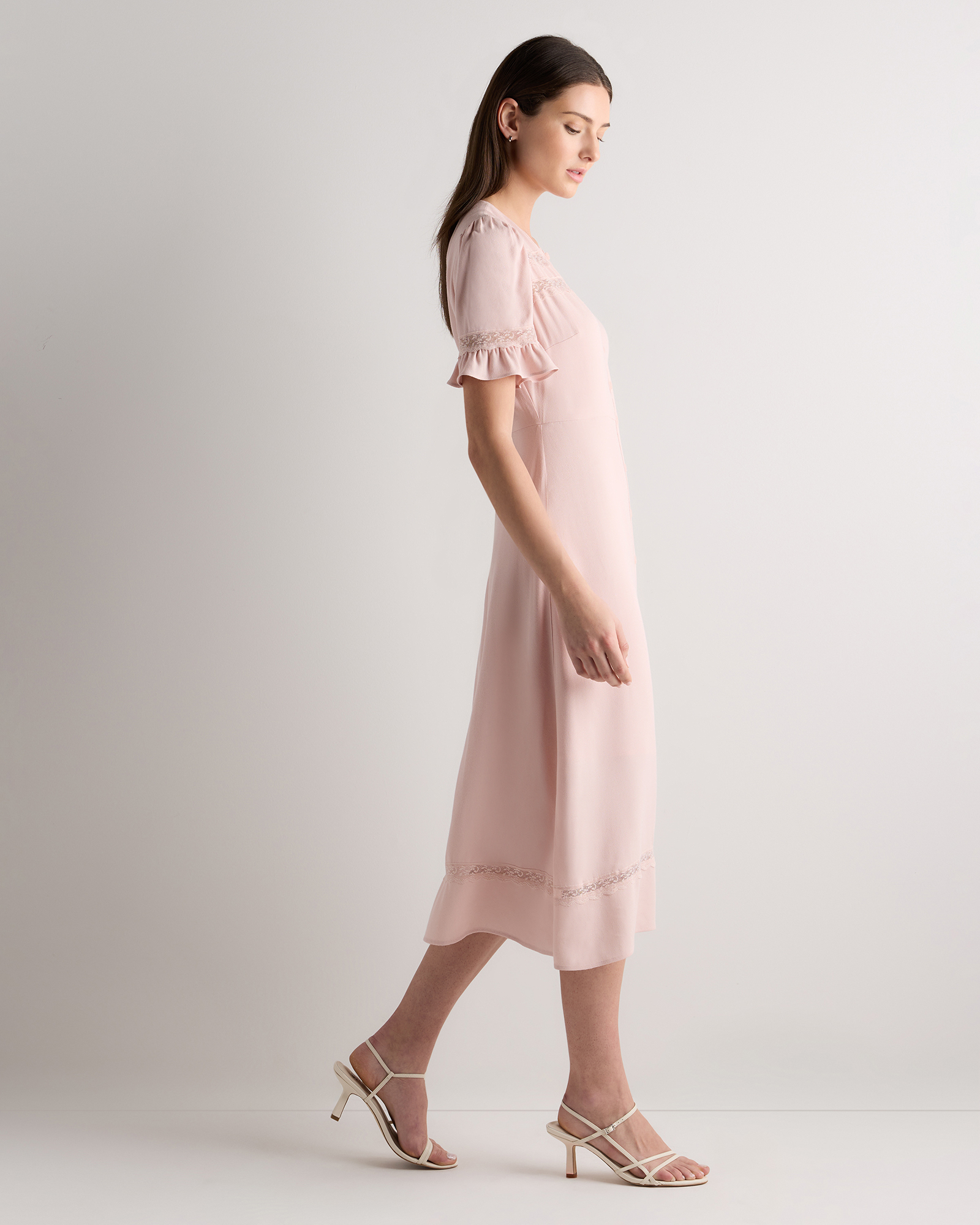 Lightweight Crepe Lace Inset Midi Dress — Image 26