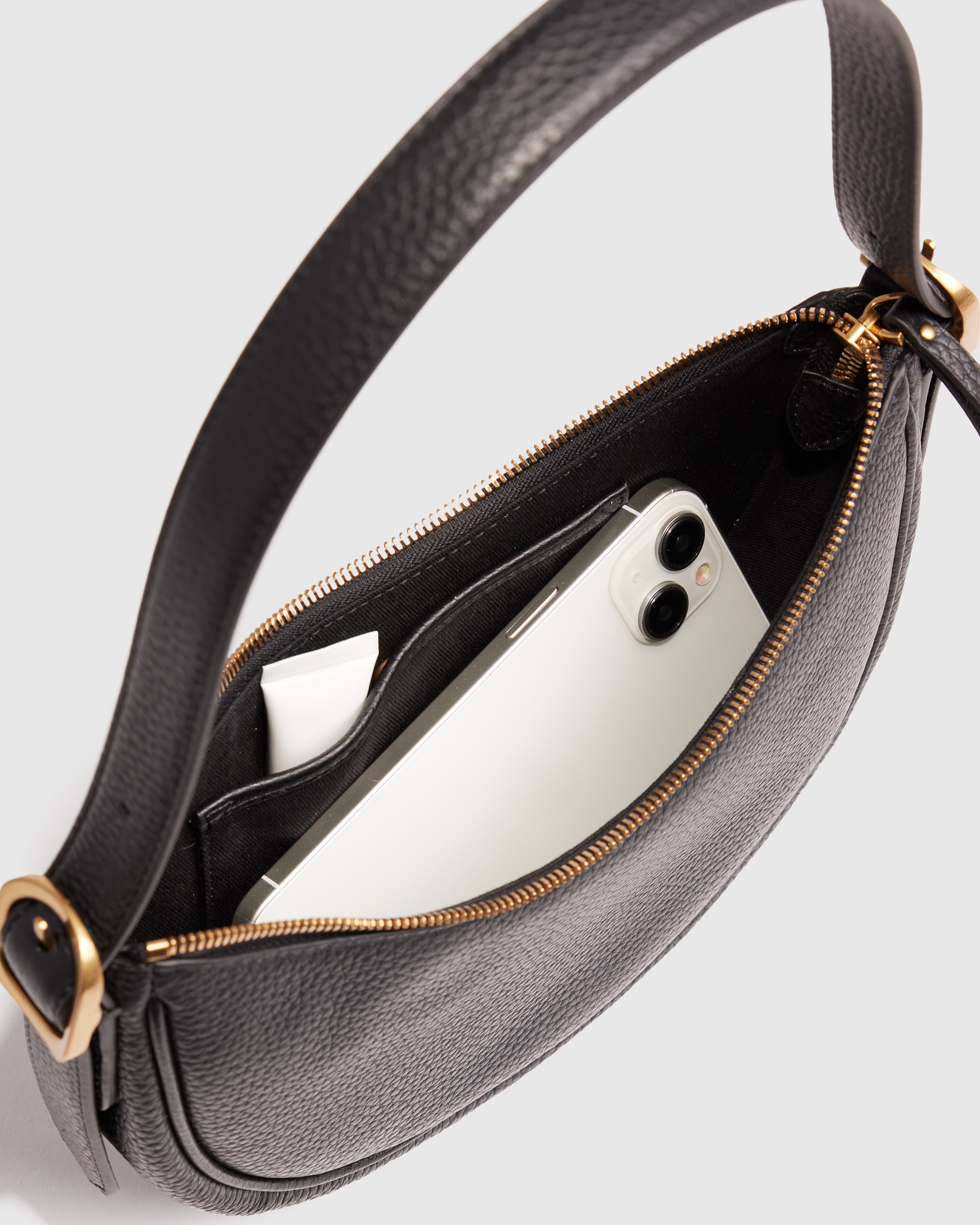Italian Leather Mini Crescent Shoulder Bag — Image 10