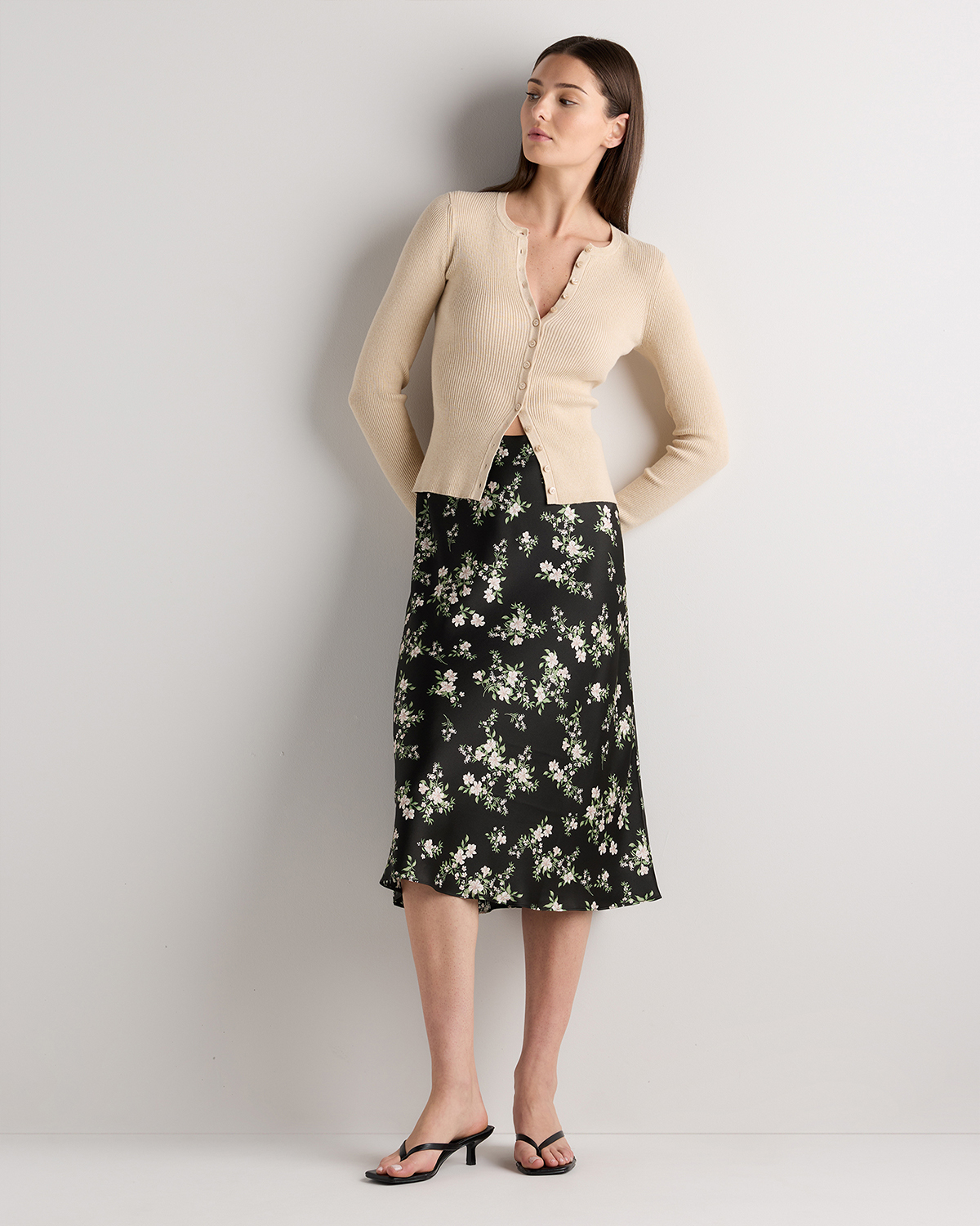 forest-green 100% Washable Silk Skirt — Image 93