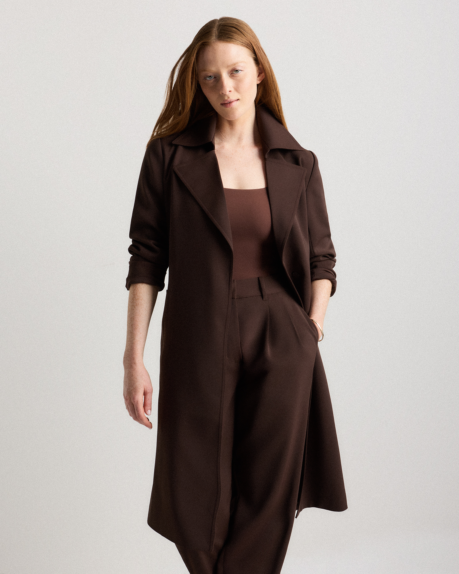 Stretch Crepe Trench Coat — Image 16