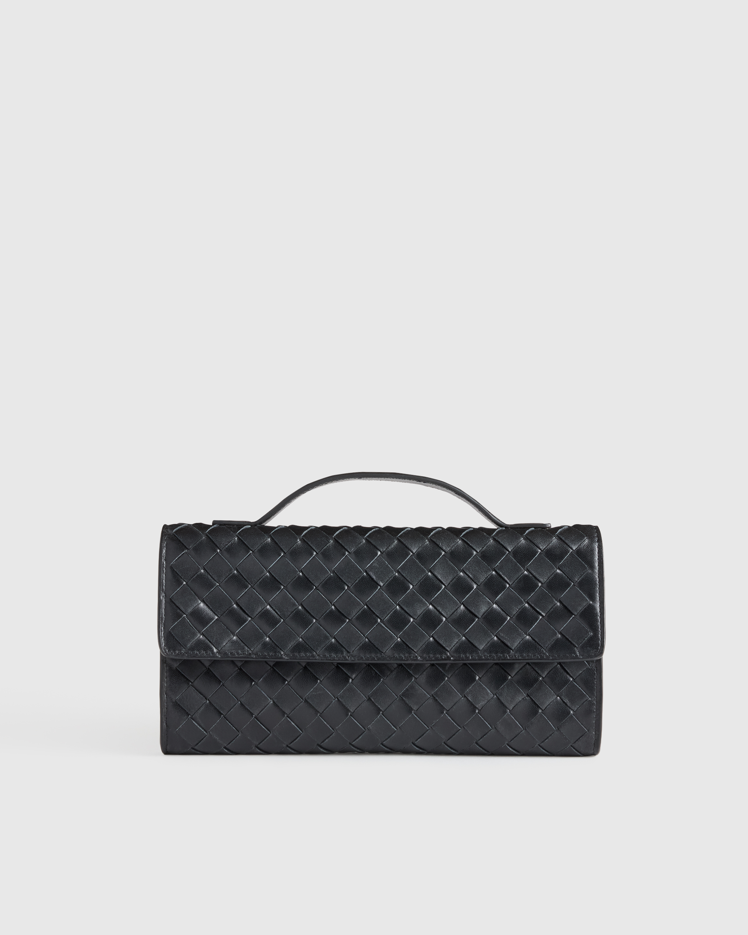 Italian Leather Handwoven Top Handle Clutch — Image 15