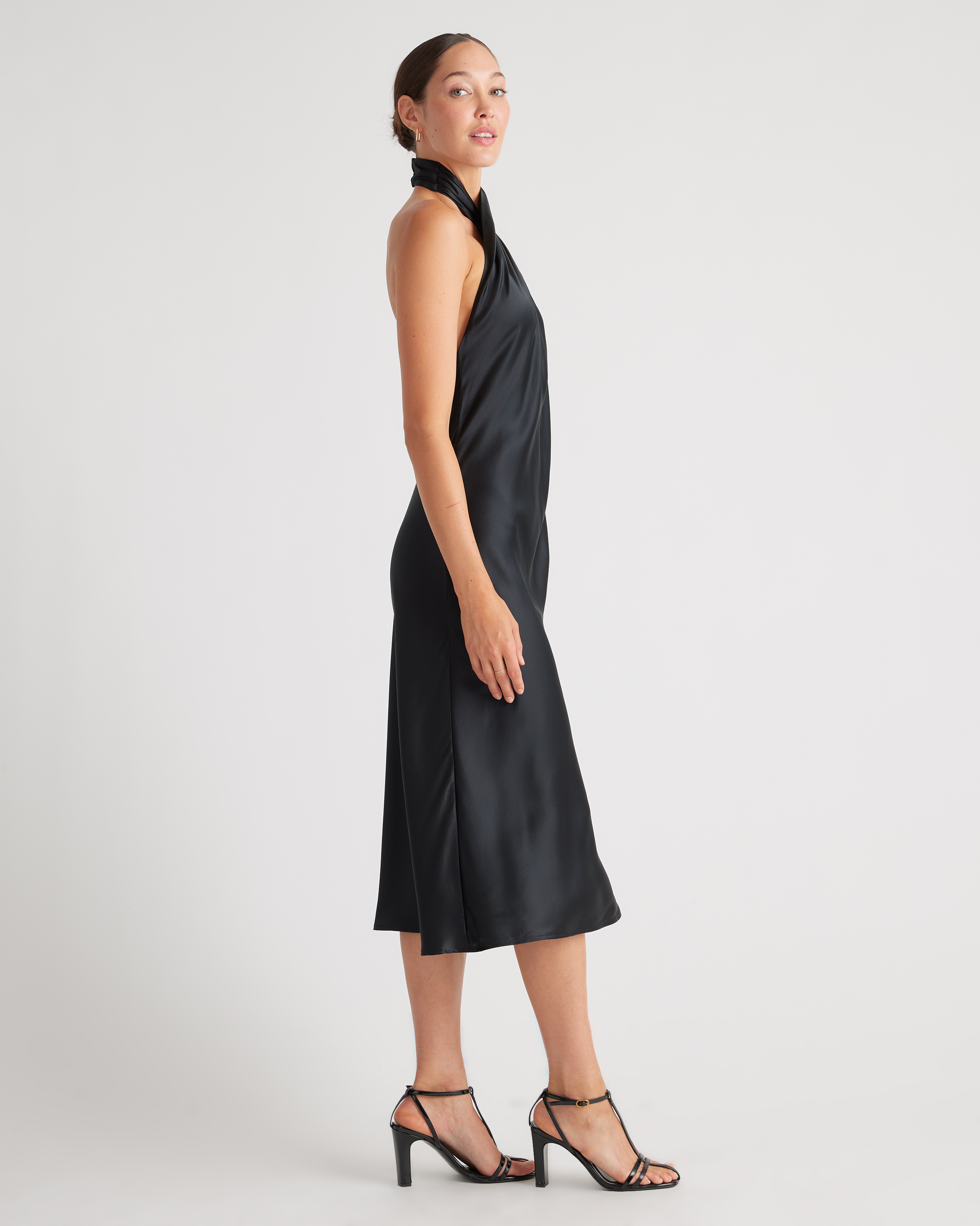 100% Washable Silk Twist Halter Midi Dress — Image 14