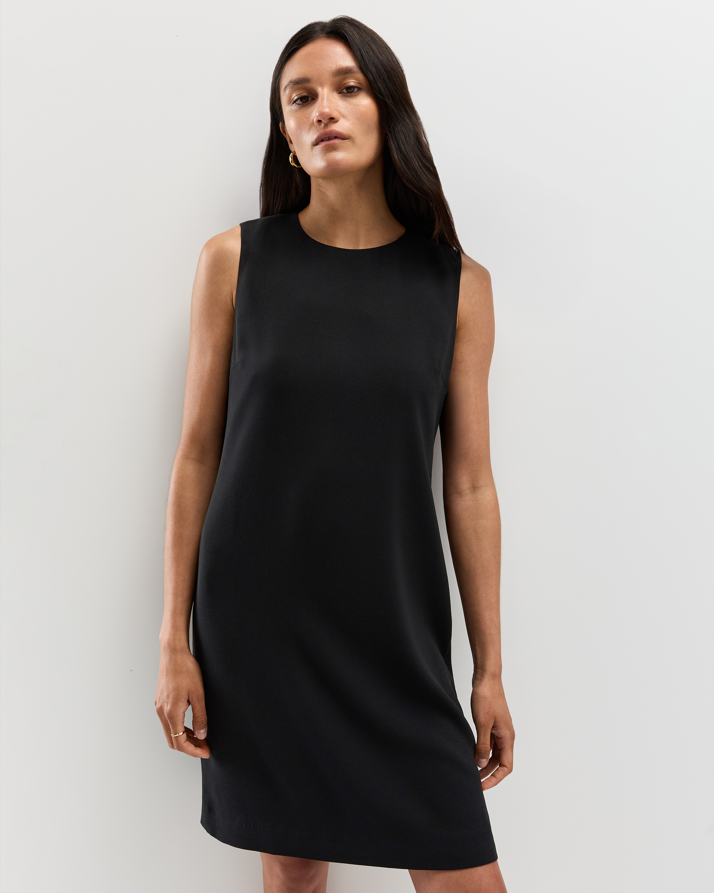 Fluid Crepe Sleeveless Shift Dress — Image 7