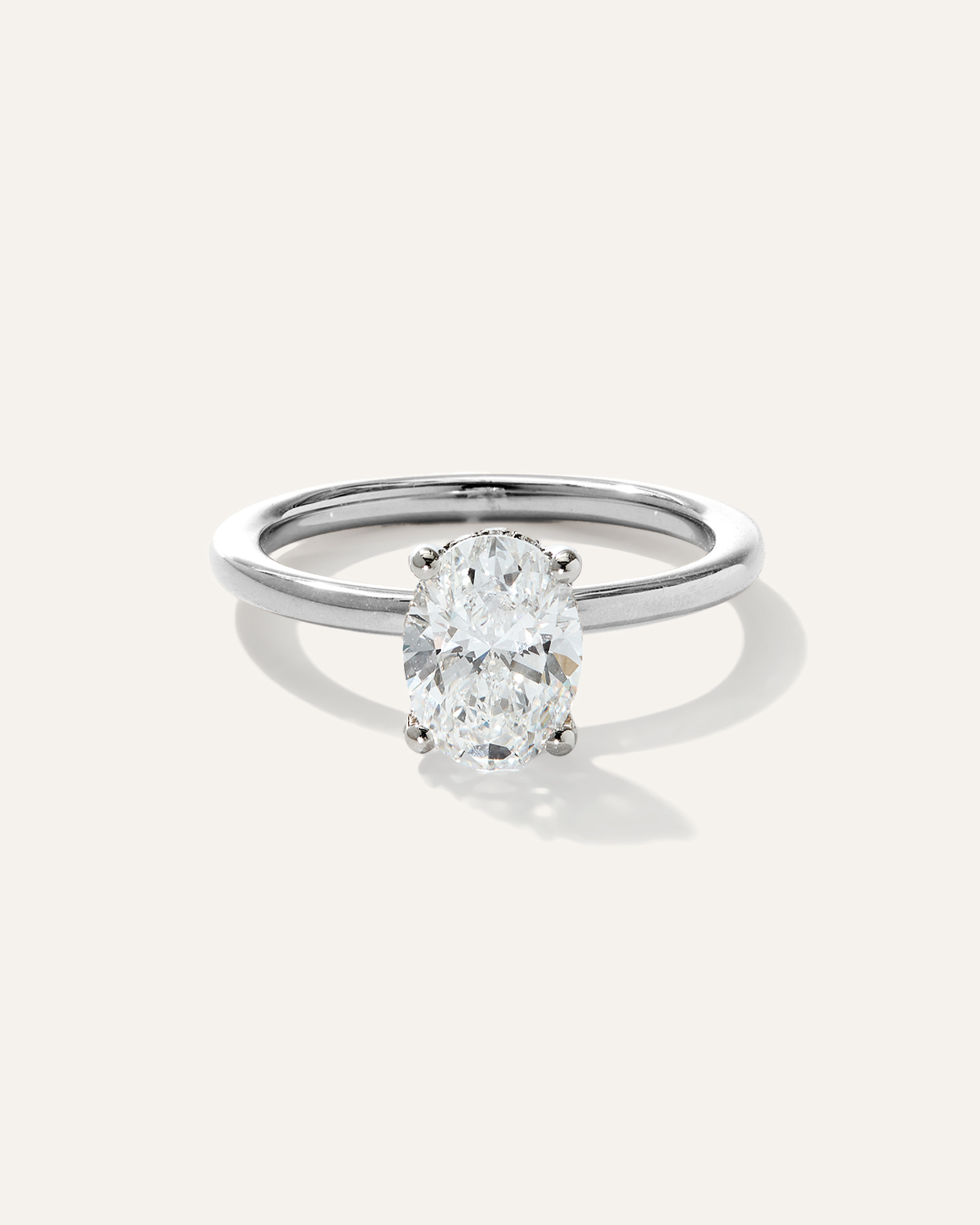 Lab Grown Diamond Oval Petite Hidden Halo Engagement Ring - 1.5ct — Image 8