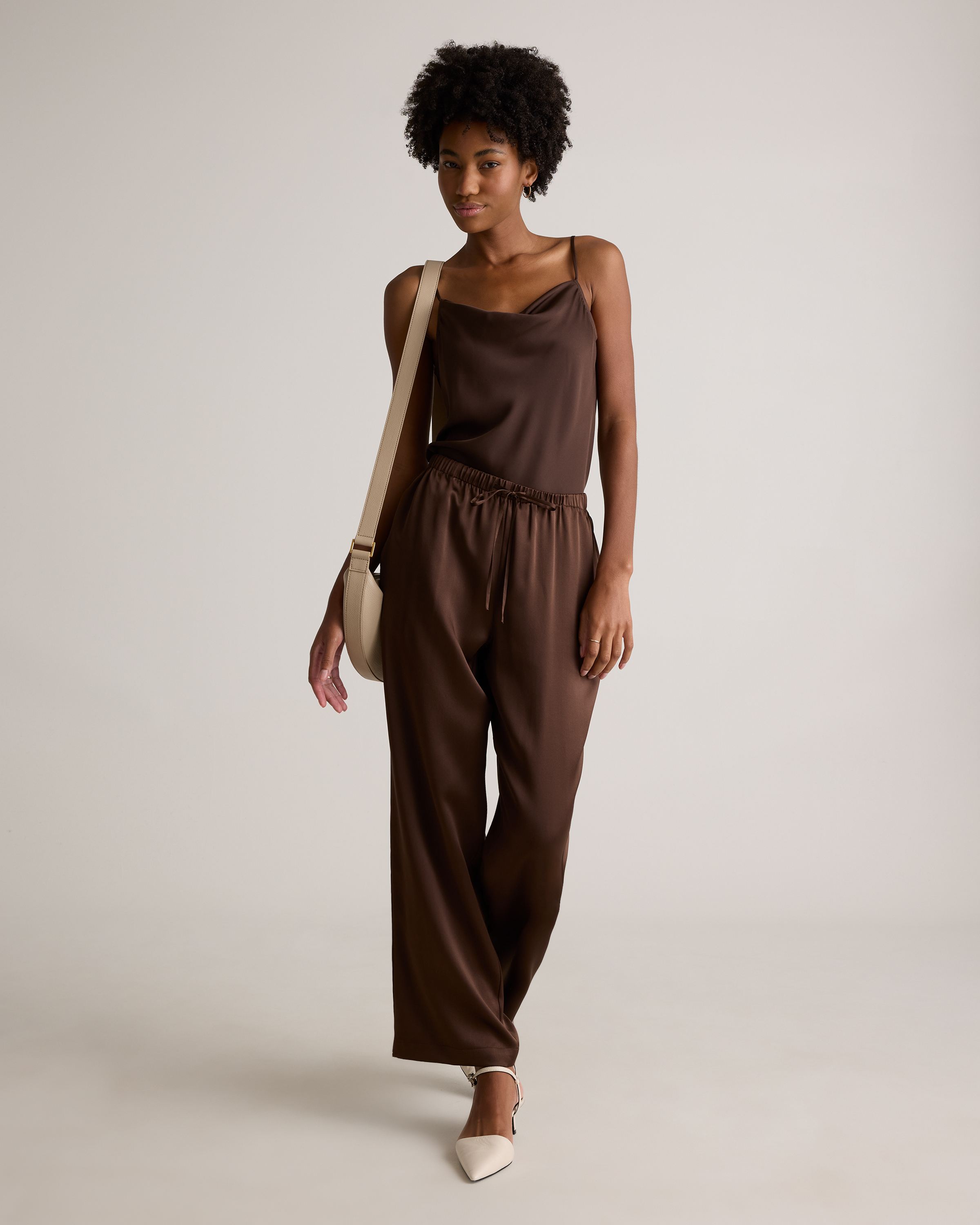 100% Washable Silk Drawstring Wide Leg Pants — Image 40