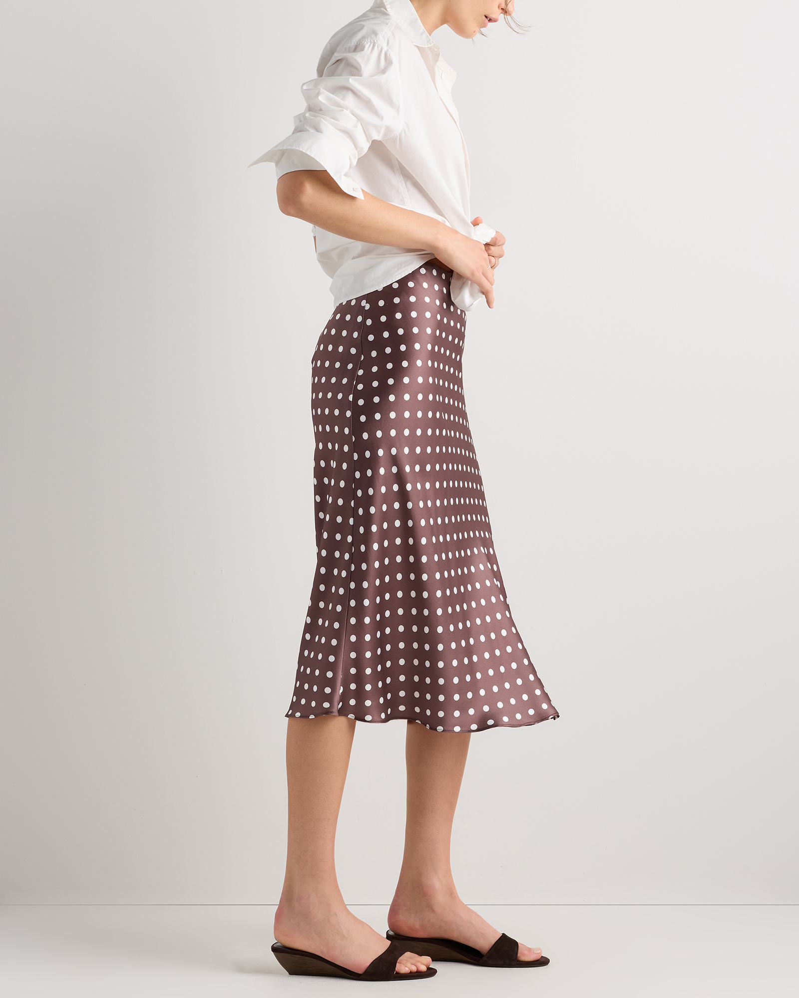 forest-green 100% Washable Silk Skirt — Image 89