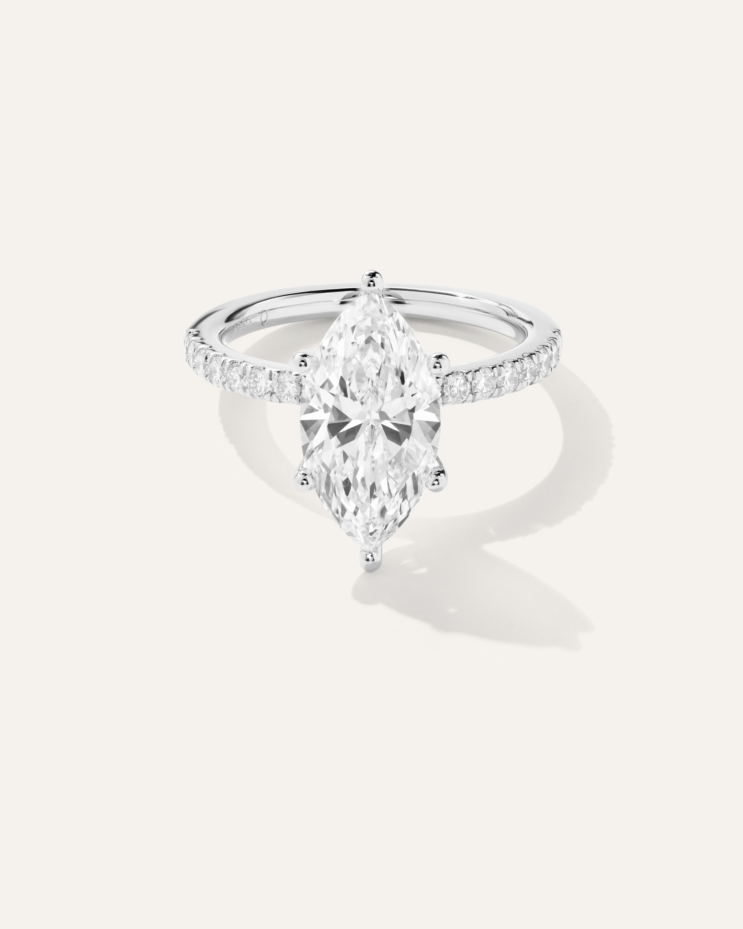 Lab Grown Diamond Marquise Petite Pave Engagement Ring - 3ct — Image 8