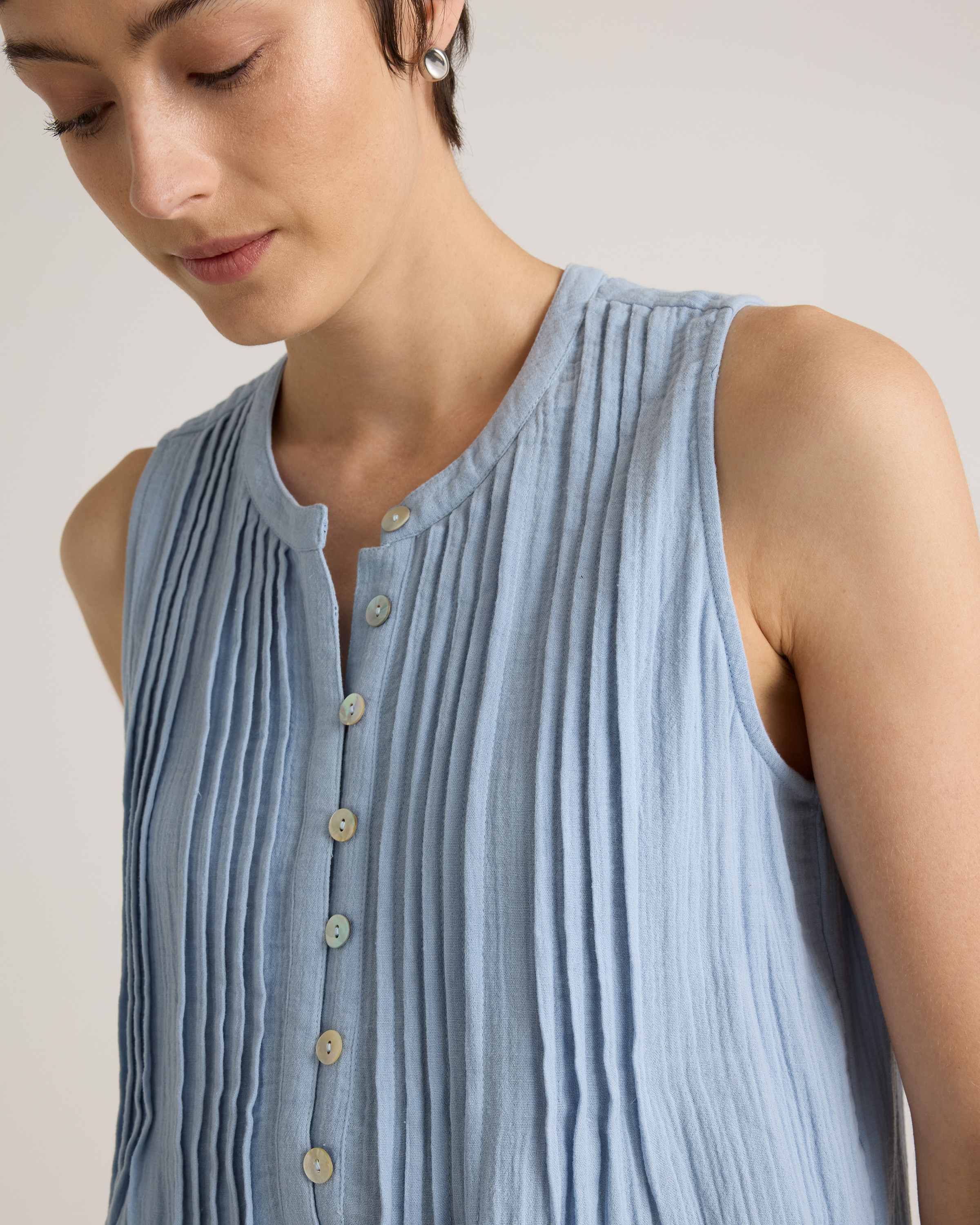 100% Organic Cotton Gauze Sleeveless Swing Dress — Image 4
