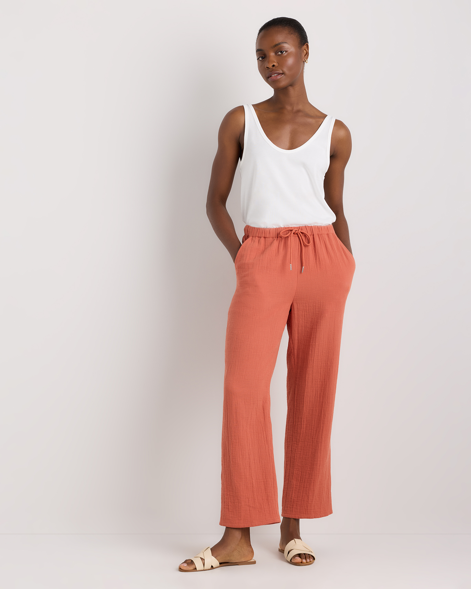 100% Organic Cotton Gauze Straight Leg Pants — Image 22