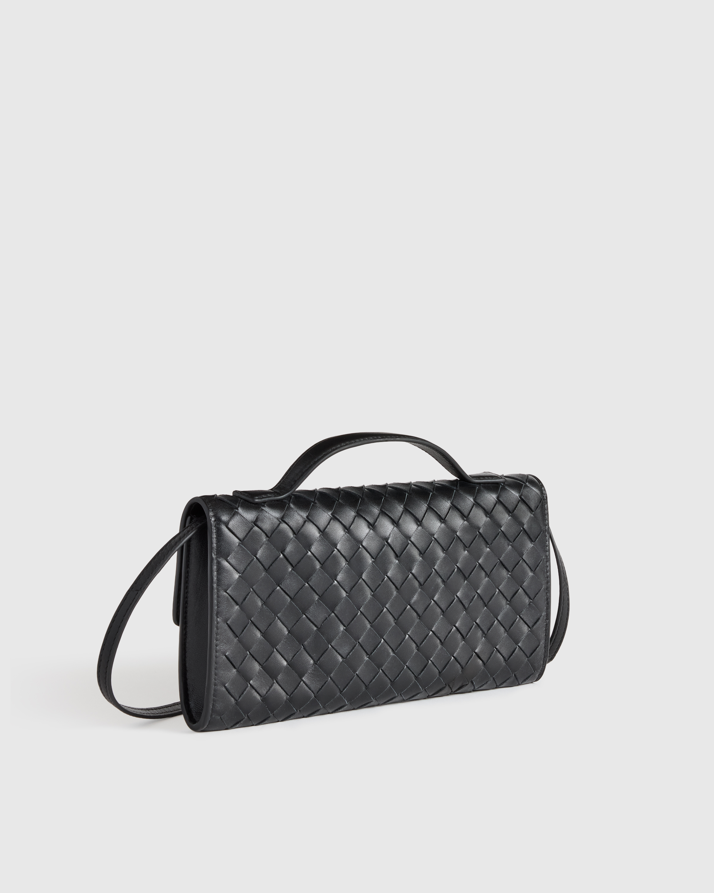 Italian Leather Handwoven Top Handle Clutch — Image 14