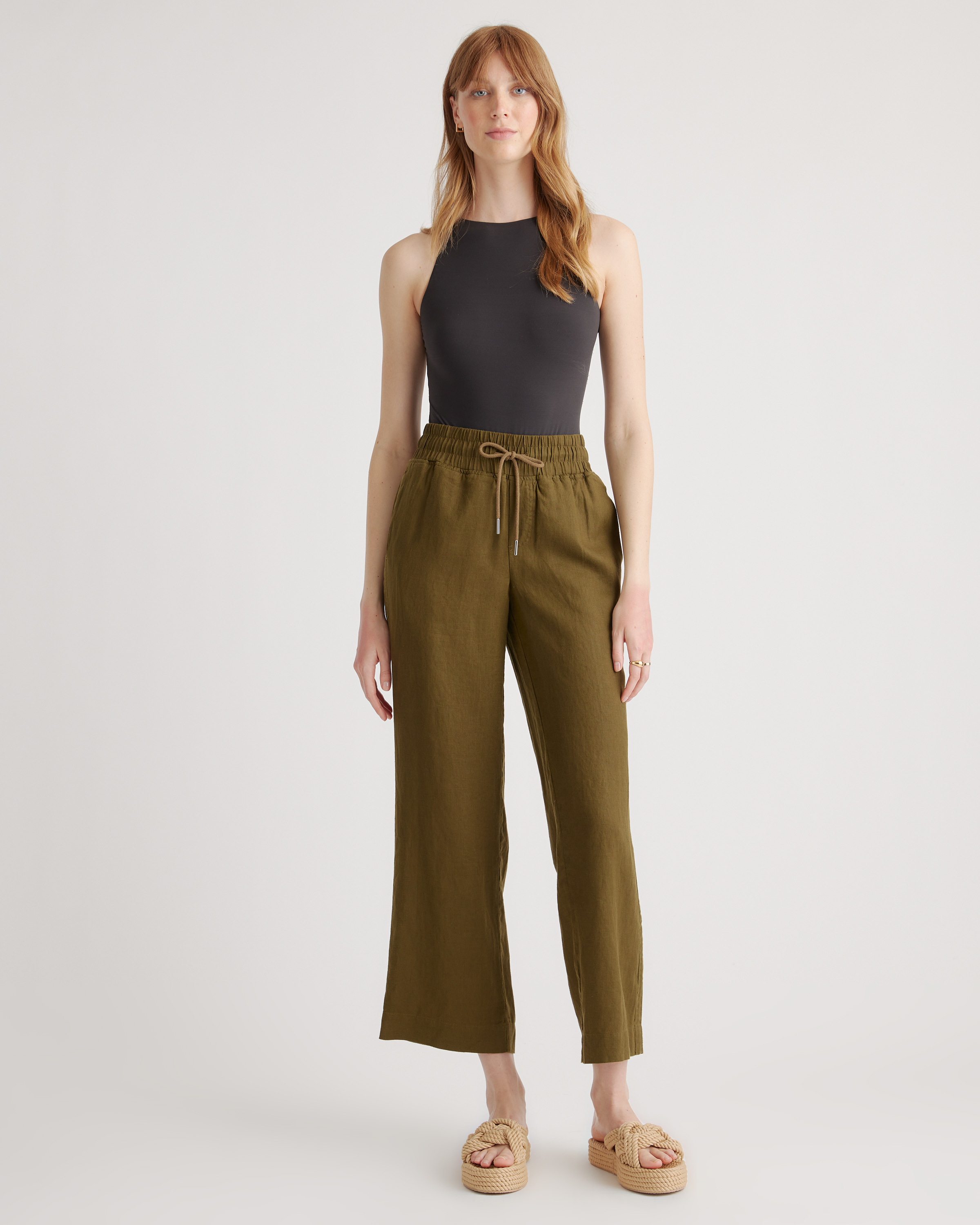 100% European Linen Wide Leg Pants — Image 49