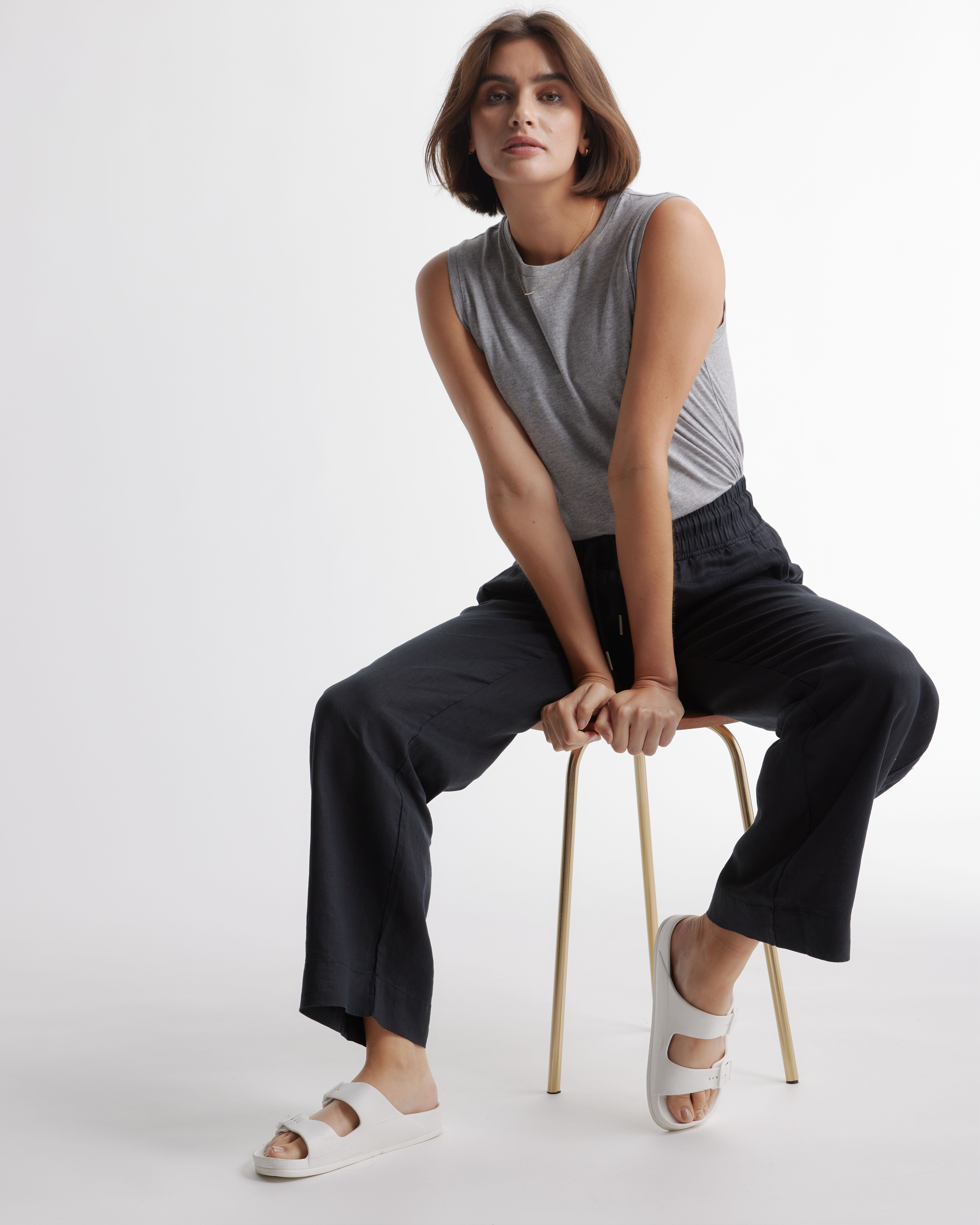 100% European Linen Wide Leg Pants — Image 12
