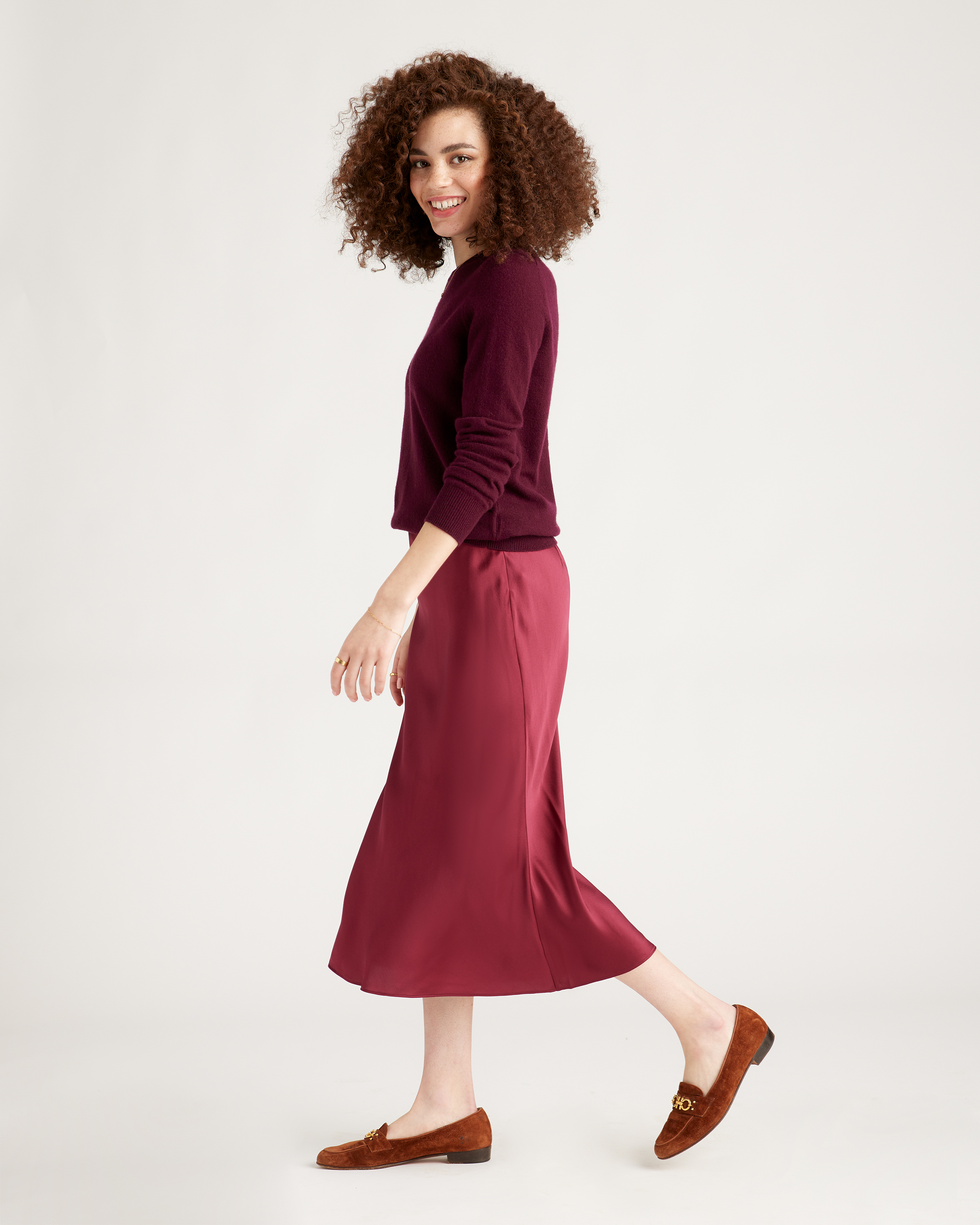 forest-green 100% Washable Silk Skirt — Image 27