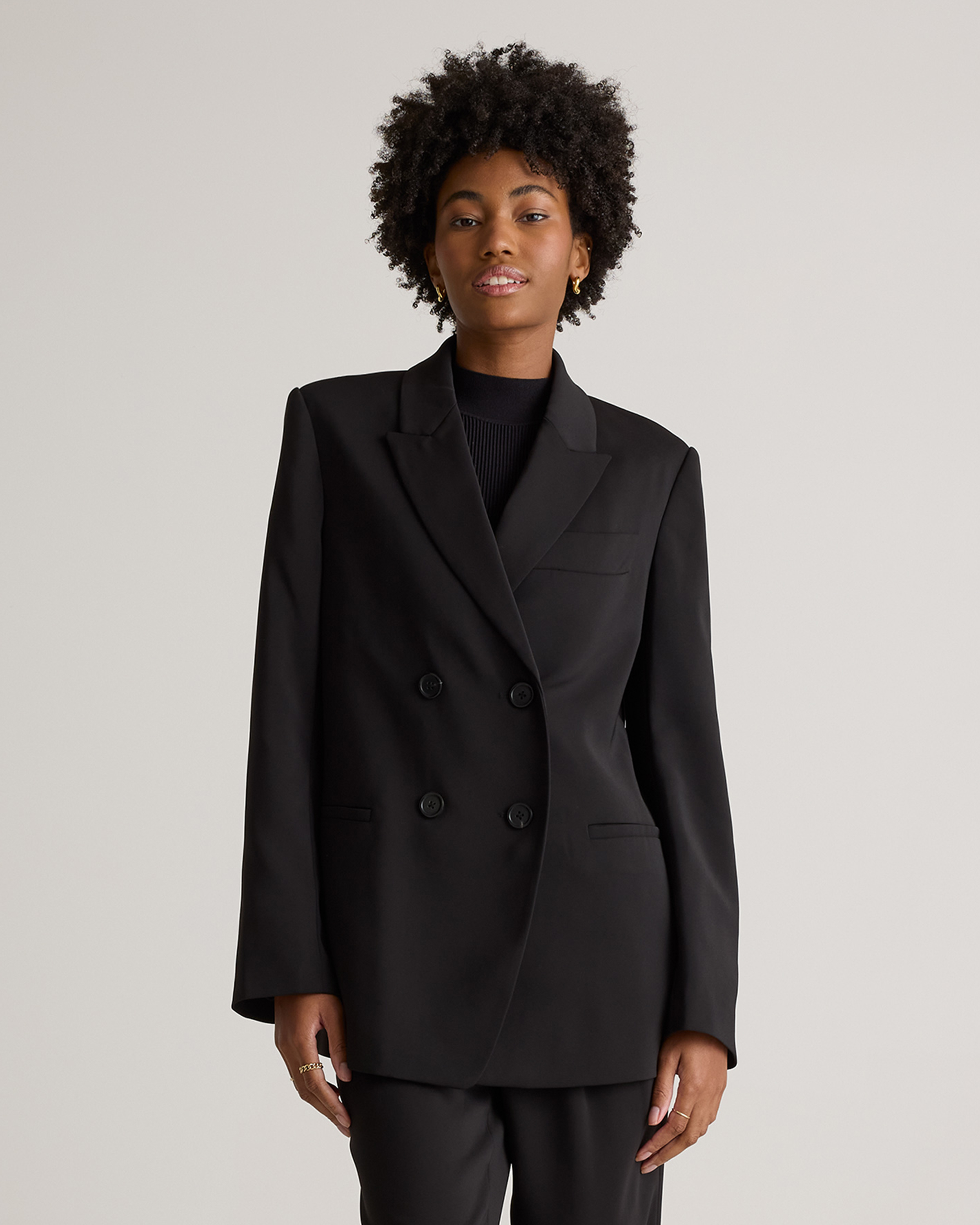 Stretch Crepe Relaxed Double-Breasted Blazer — Image 33
