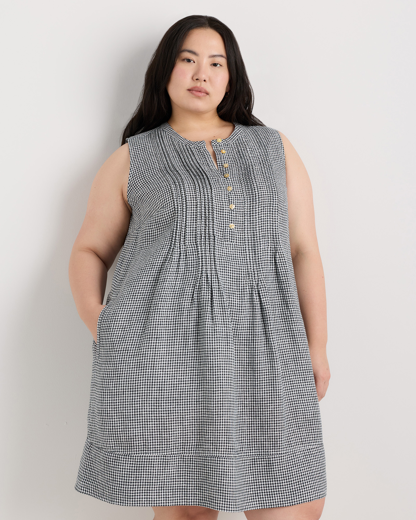 100% European Linen Sleeveless Swing Dress — Image 24