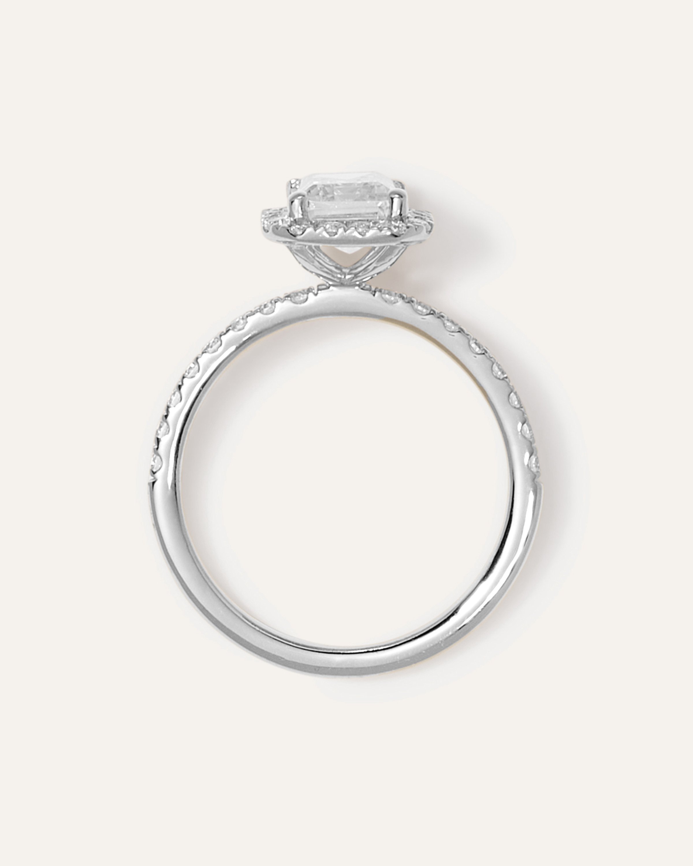 Lab Grown Diamond Emerald Halo Pave Engagement Ring - 2ct — Image 9