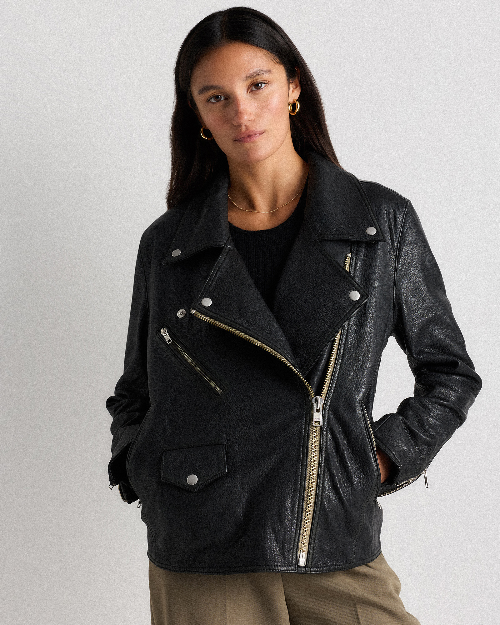 100% Leather Oversized Biker Jacket — Image 35