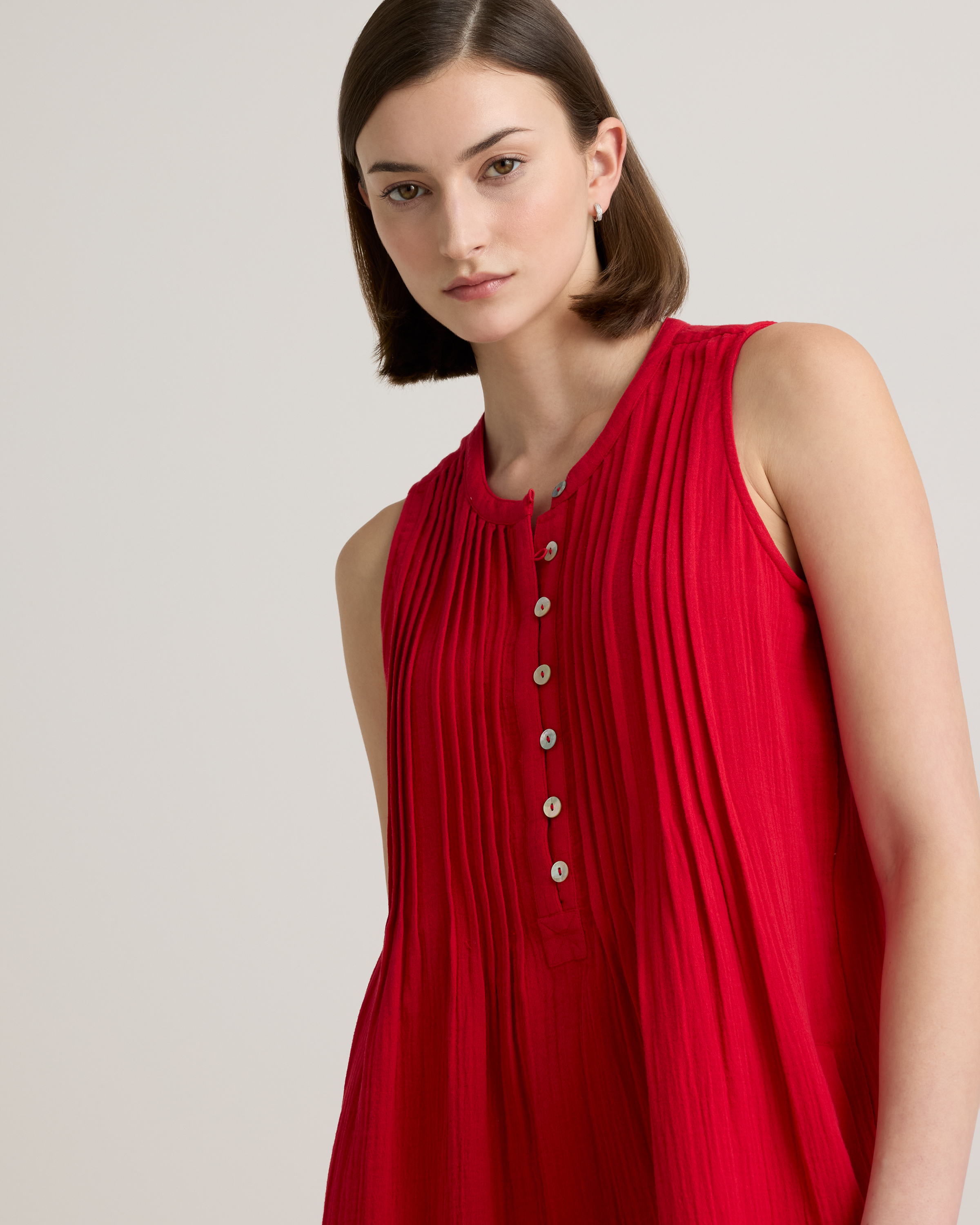 100% Organic Cotton Gauze Sleeveless Swing Dress — Image 8