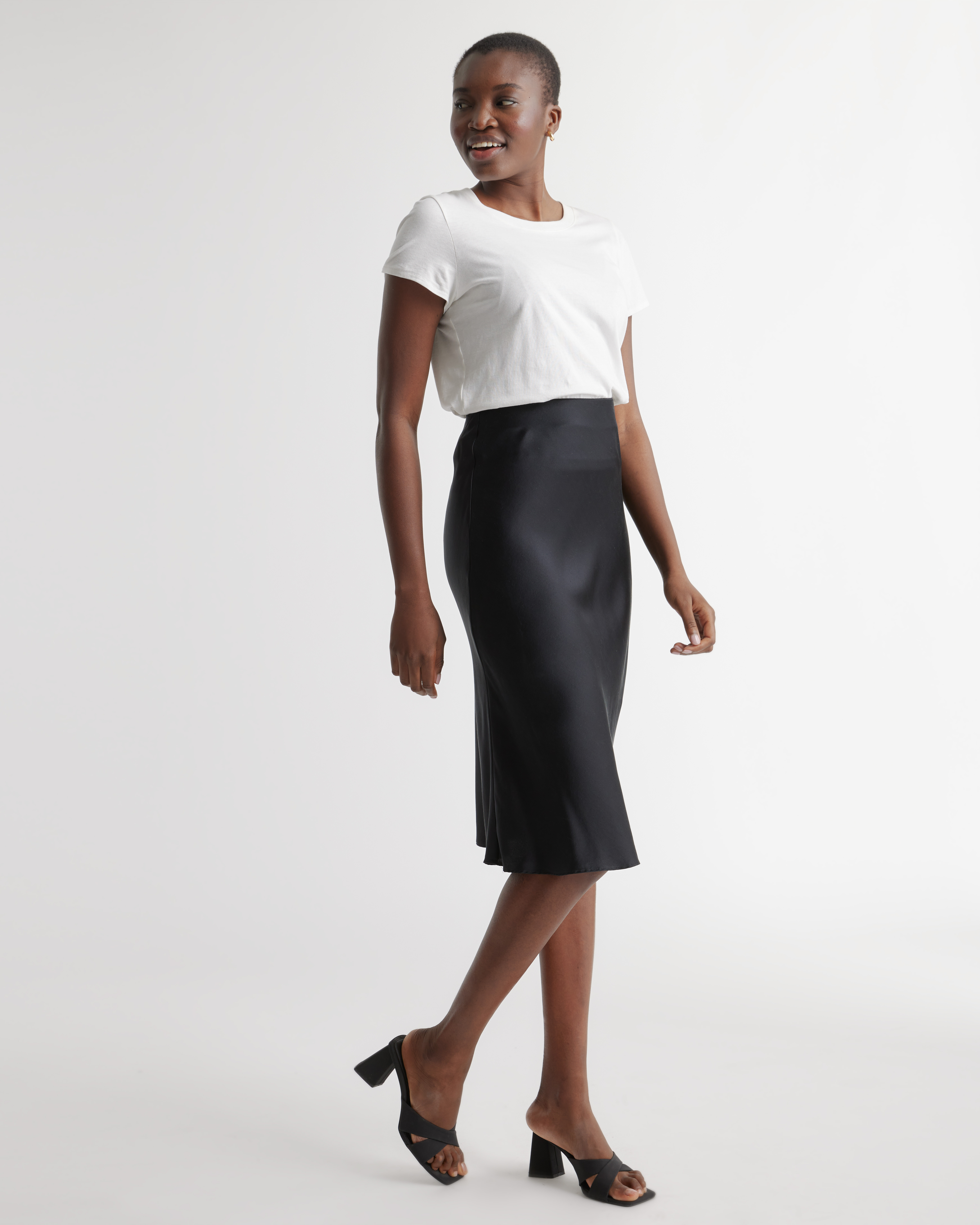 forest-green 100% Washable Silk Skirt — Image 5