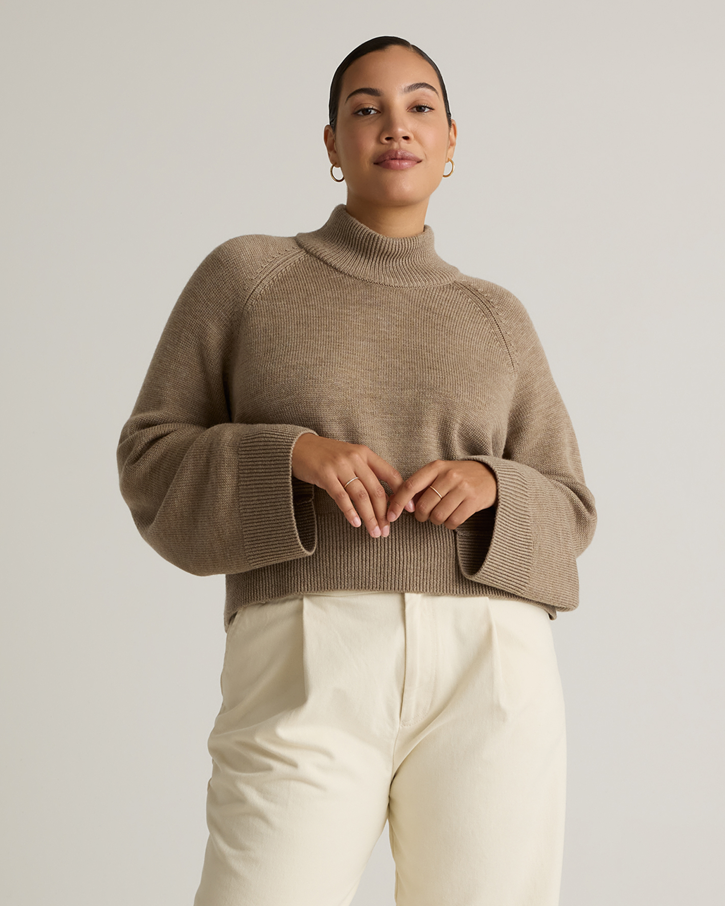 Australian Merino Wool Cropped Mock Neck Sweater — Image 17