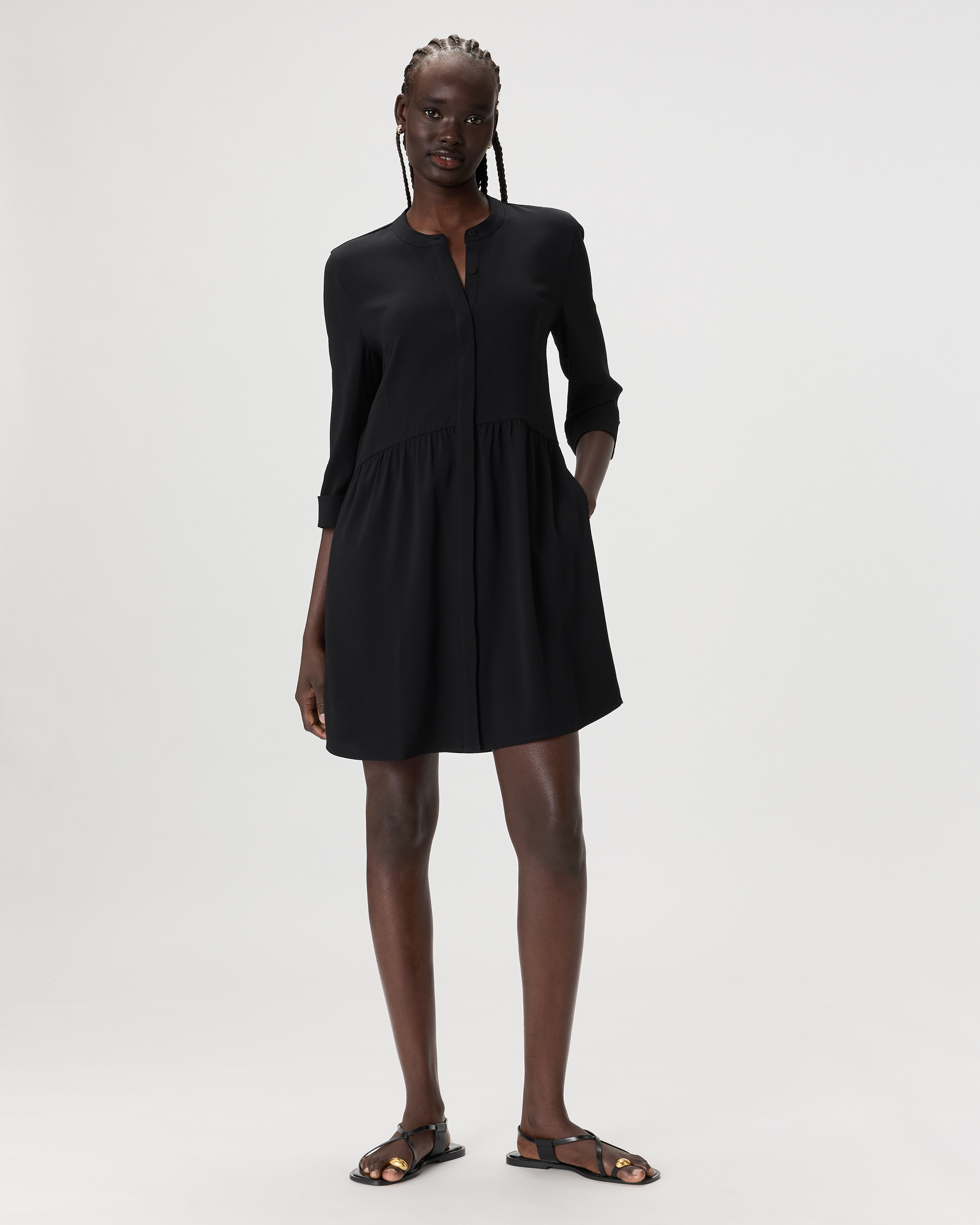Fluid Crepe Shirt Dress — Image 11