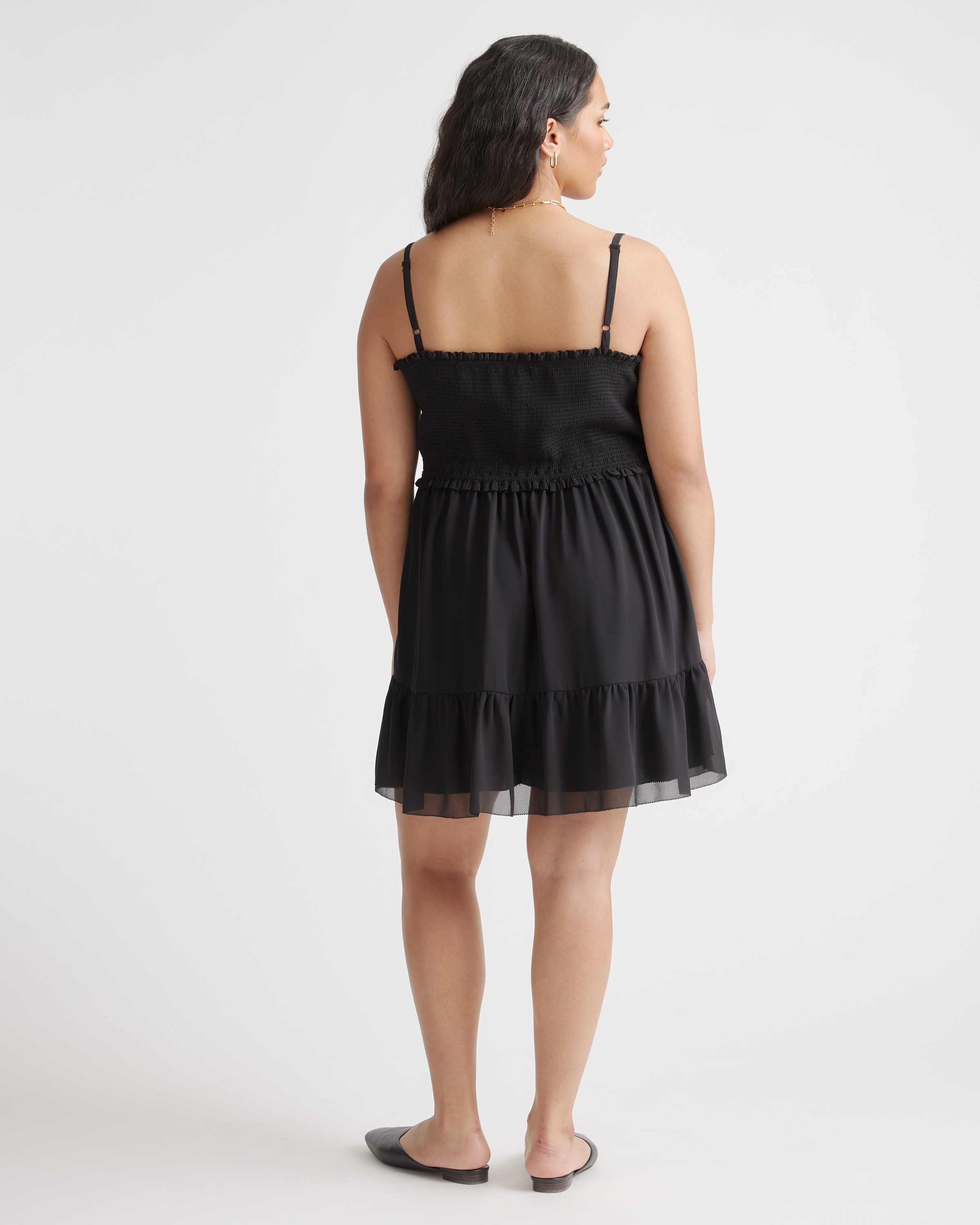 Chiffon Smocked Sleeveless Mini Dress — Image 8