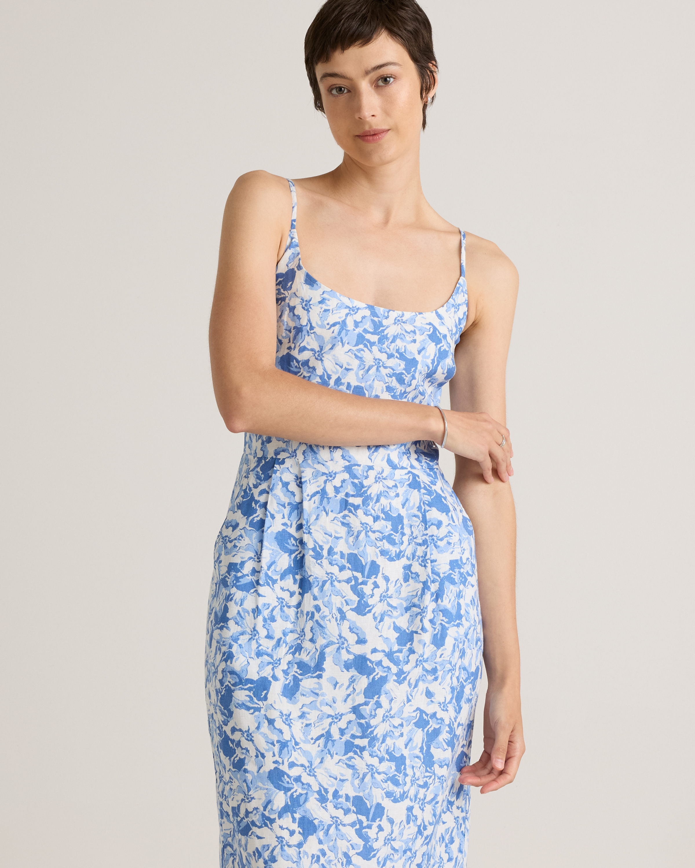 100% European Linen Scoop Neck Midi Dress — Image 14