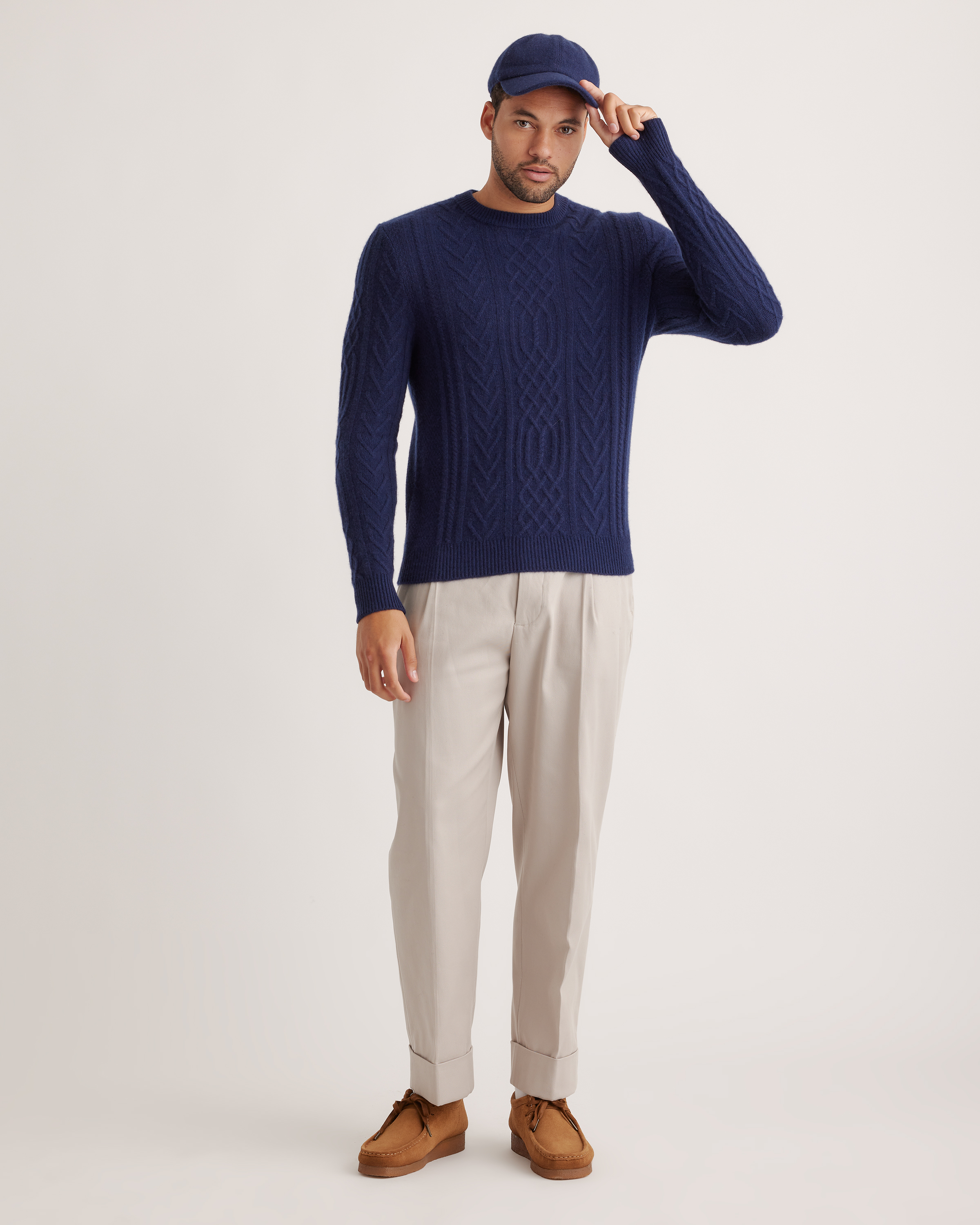 Mongolian Spring Cashmere Cable Crewneck Sweater — Image 6