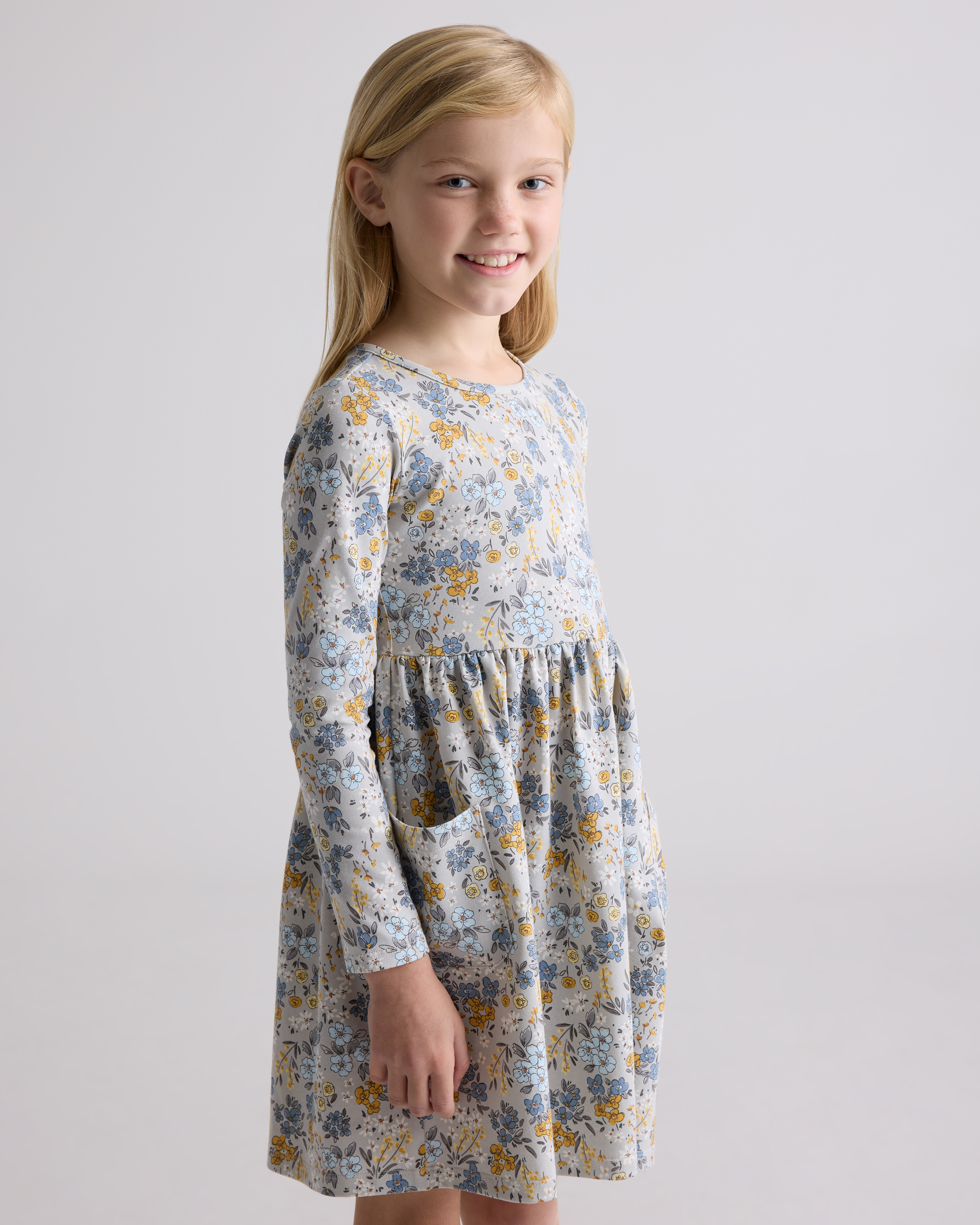 Organic Cotton Long Sleeve Fit and Flare Pocket Dress — Image 11