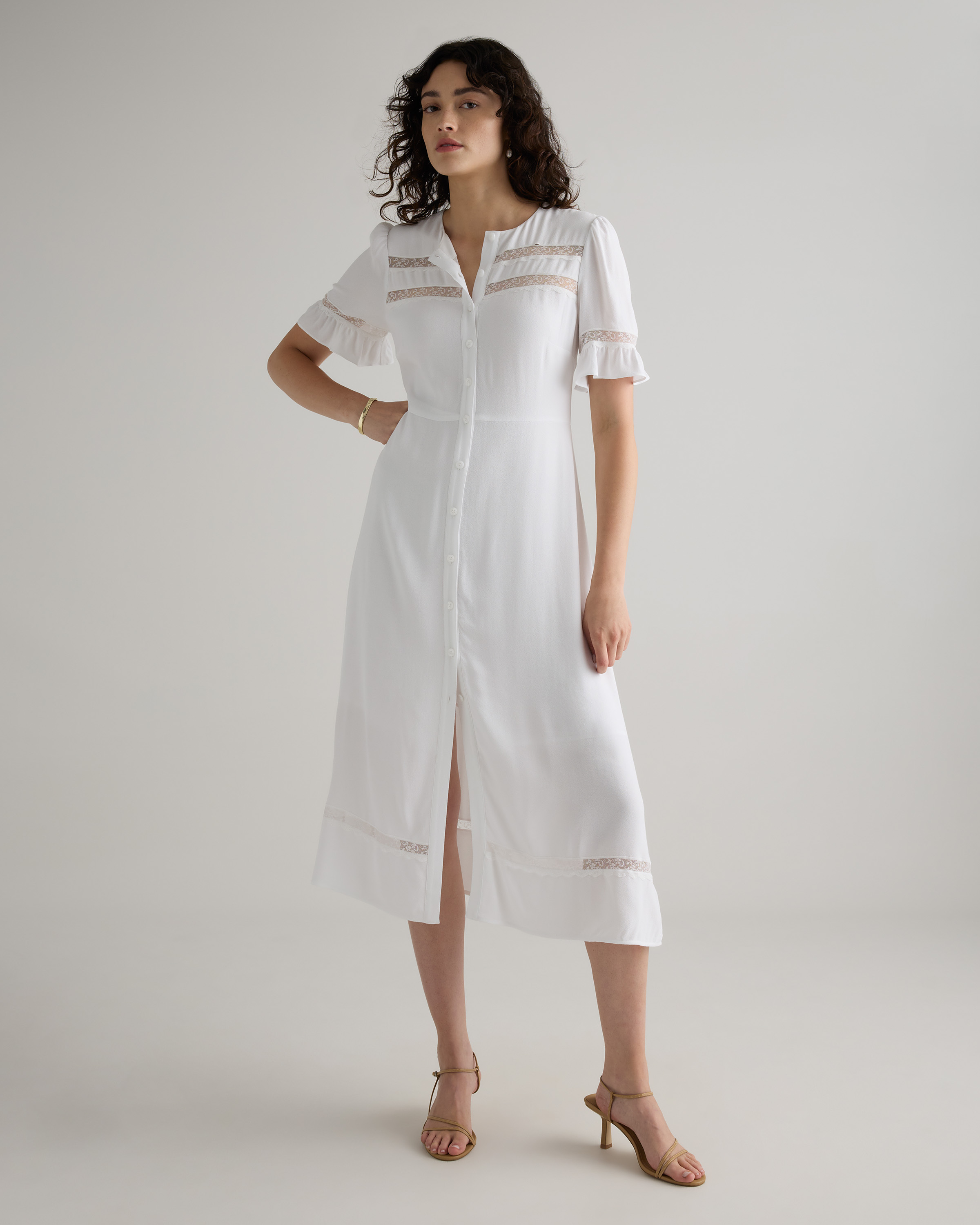 Lightweight Crepe Lace Inset Midi Dress — Image 29