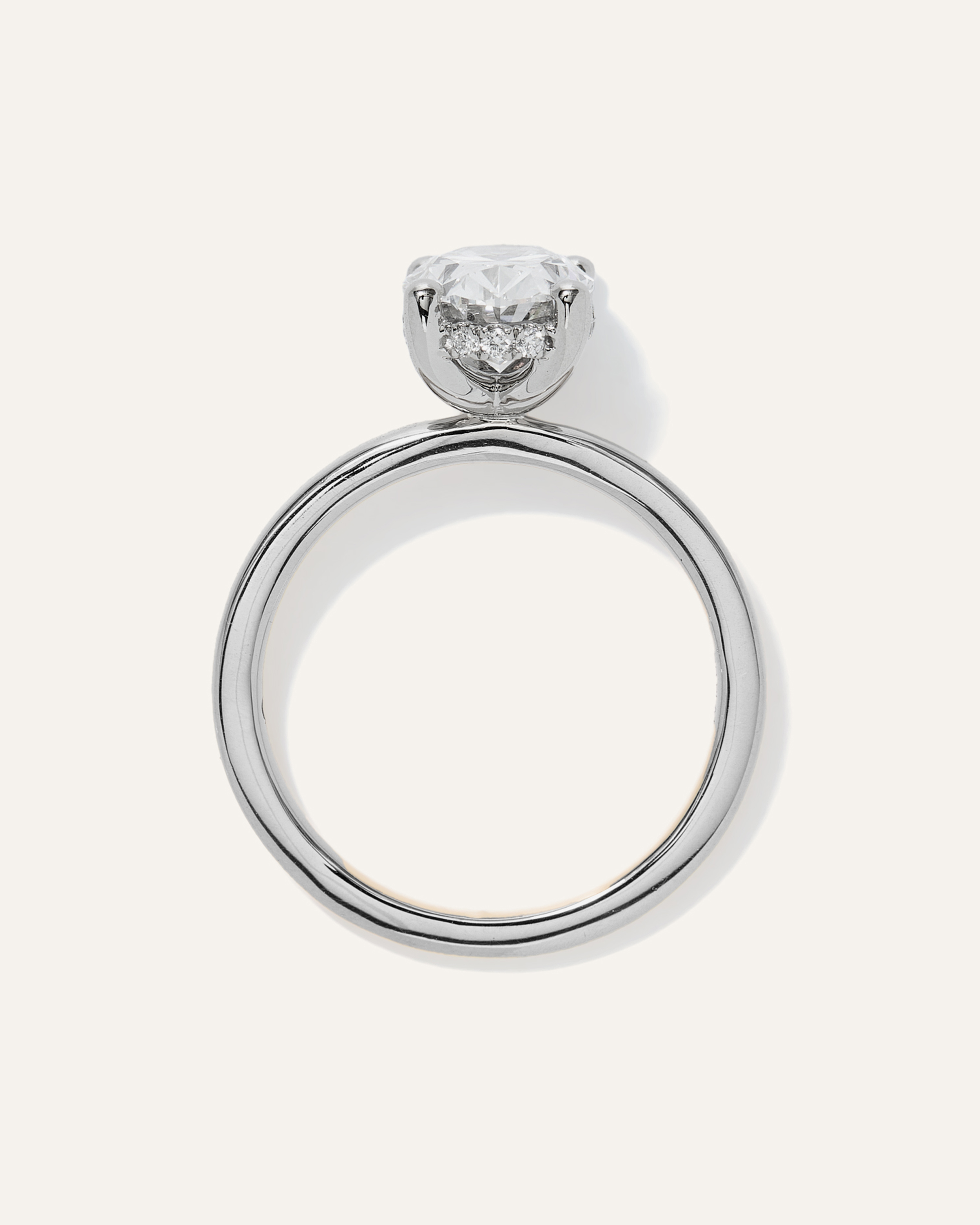 Lab Grown Diamond Oval Petite Hidden Halo Engagement Ring - 2ct — Image 8