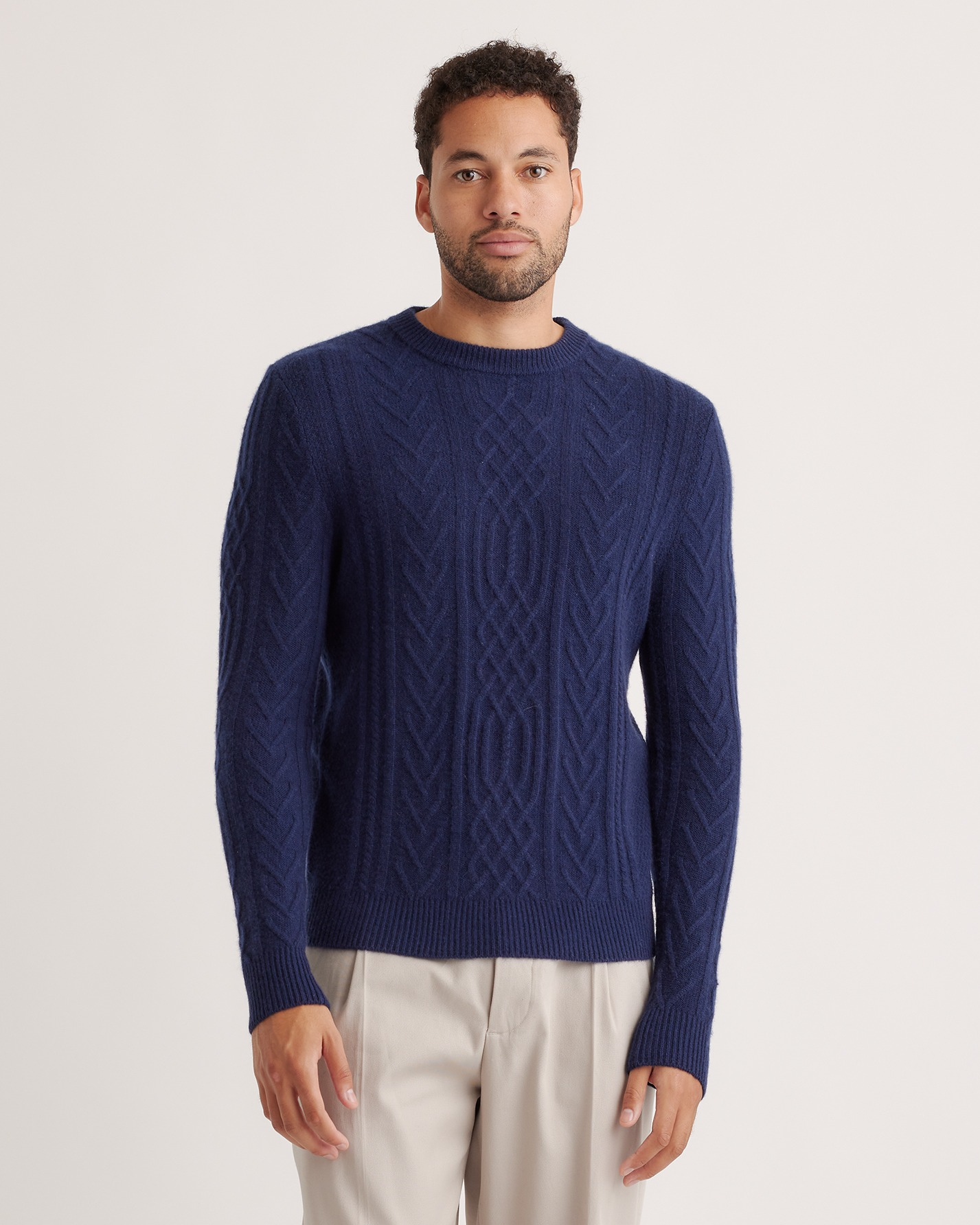 Mongolian Spring Cashmere Cable Crewneck Sweater — Image 13