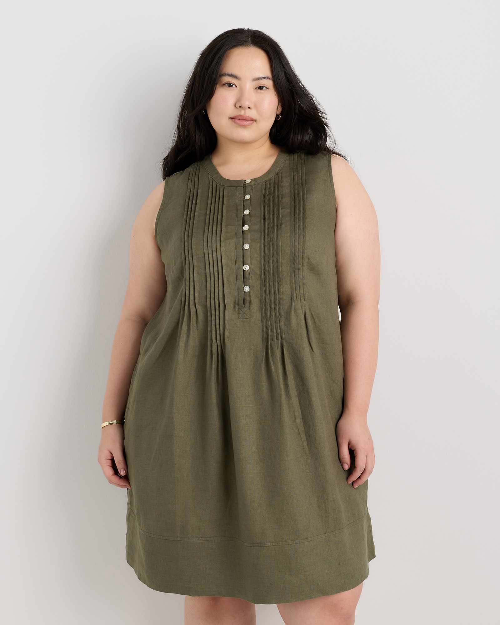 100% European Linen Sleeveless Swing Dress — Image 35