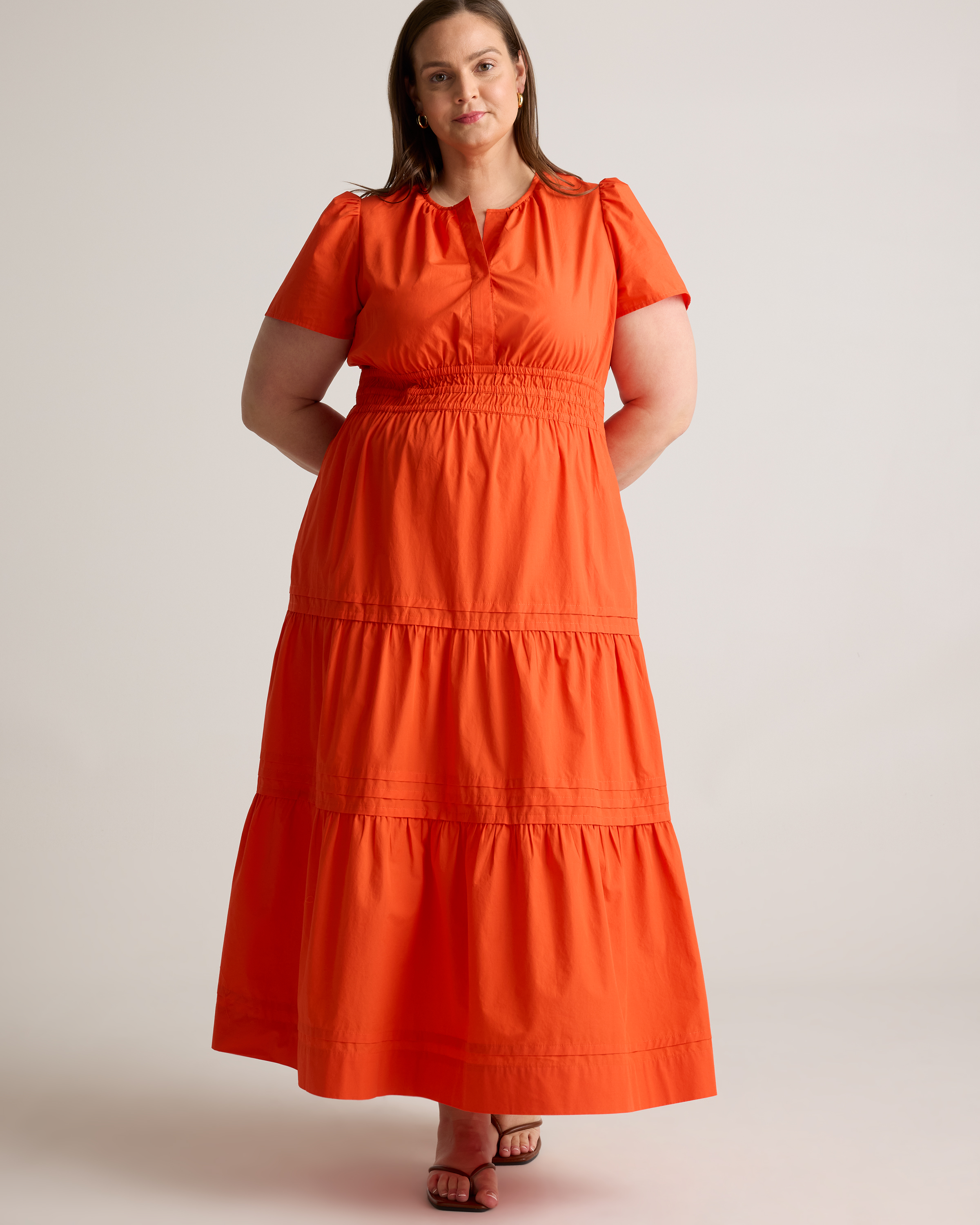 100% Organic Cotton Poplin Tiered Maxi Dress — Image 11