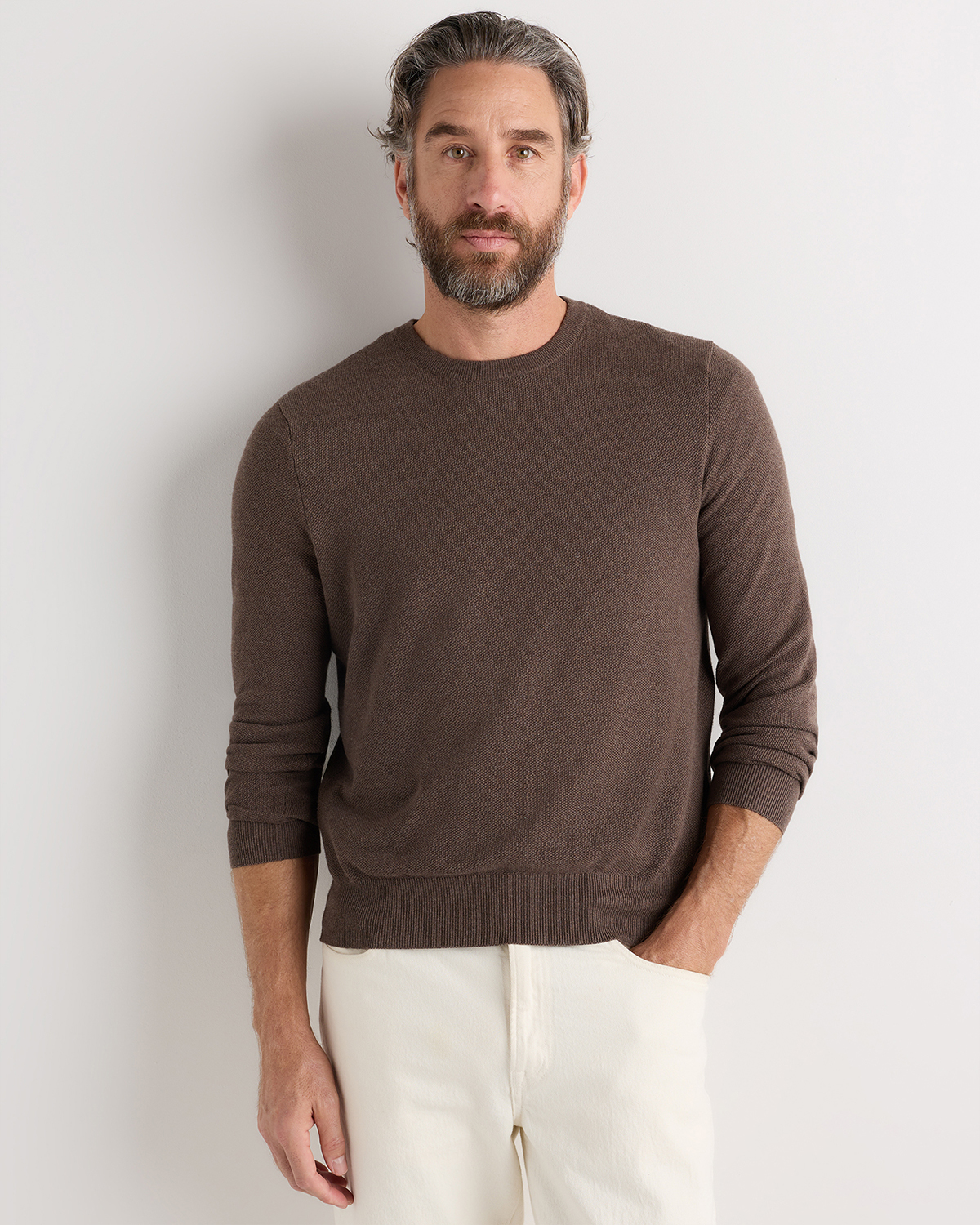 100% Organic Cotton Pique Crewneck Sweater — Image 25