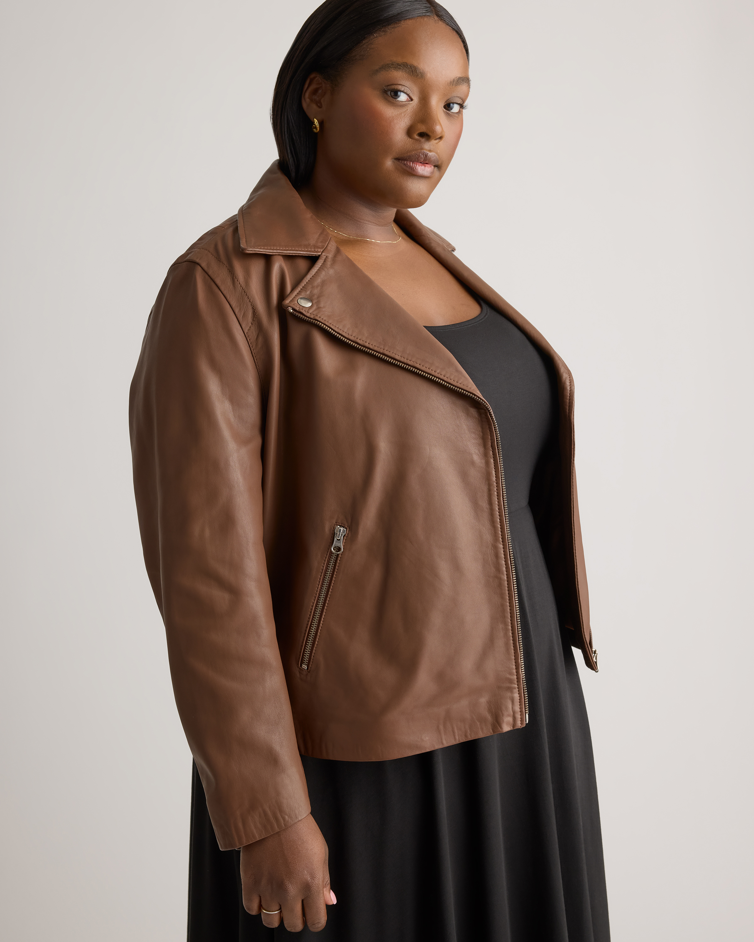 100% Washed Leather Biker Jacket — Image 5