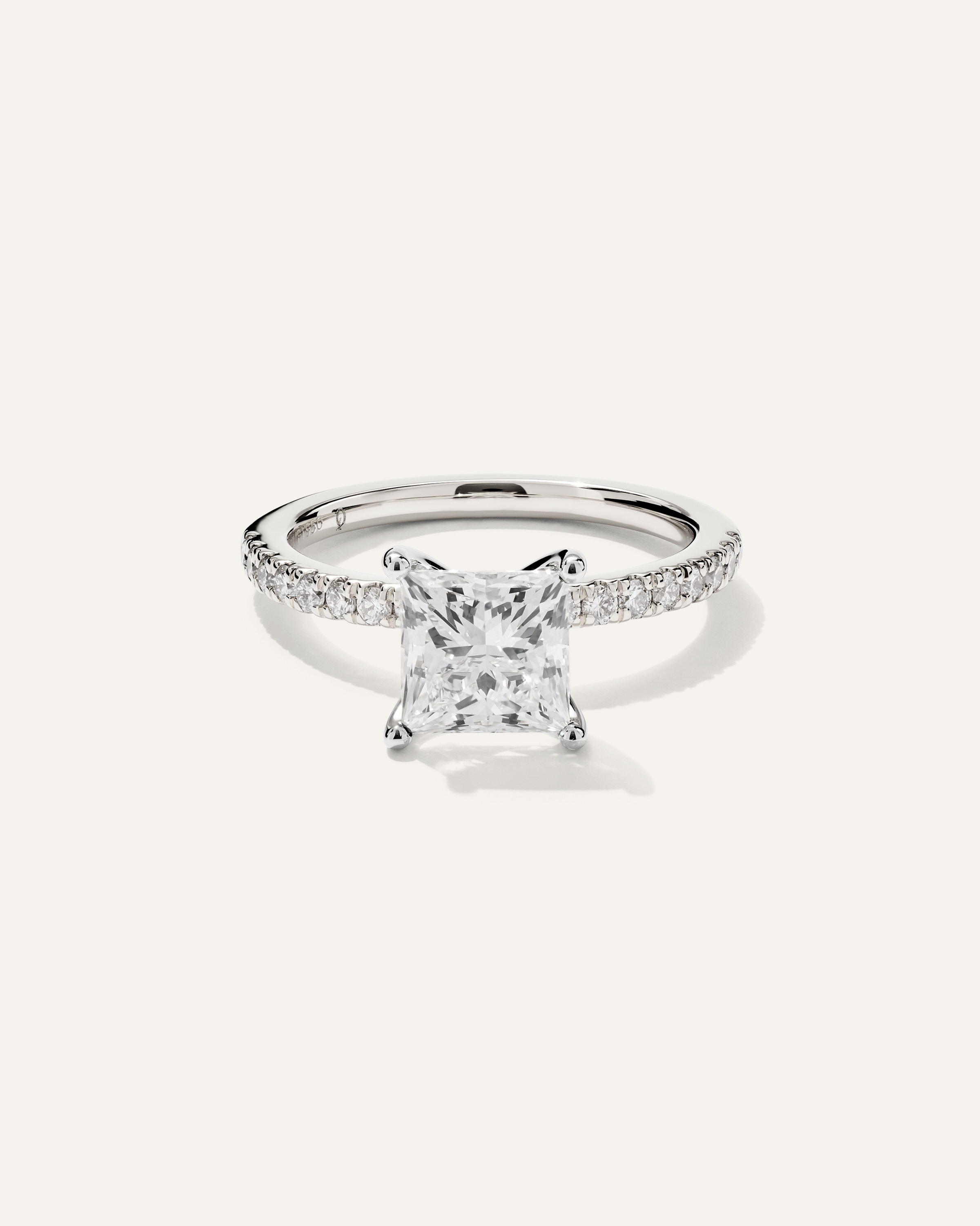 Lab Grown Diamond Princess Petite Pave Engagement Ring - 2ct — Image 7