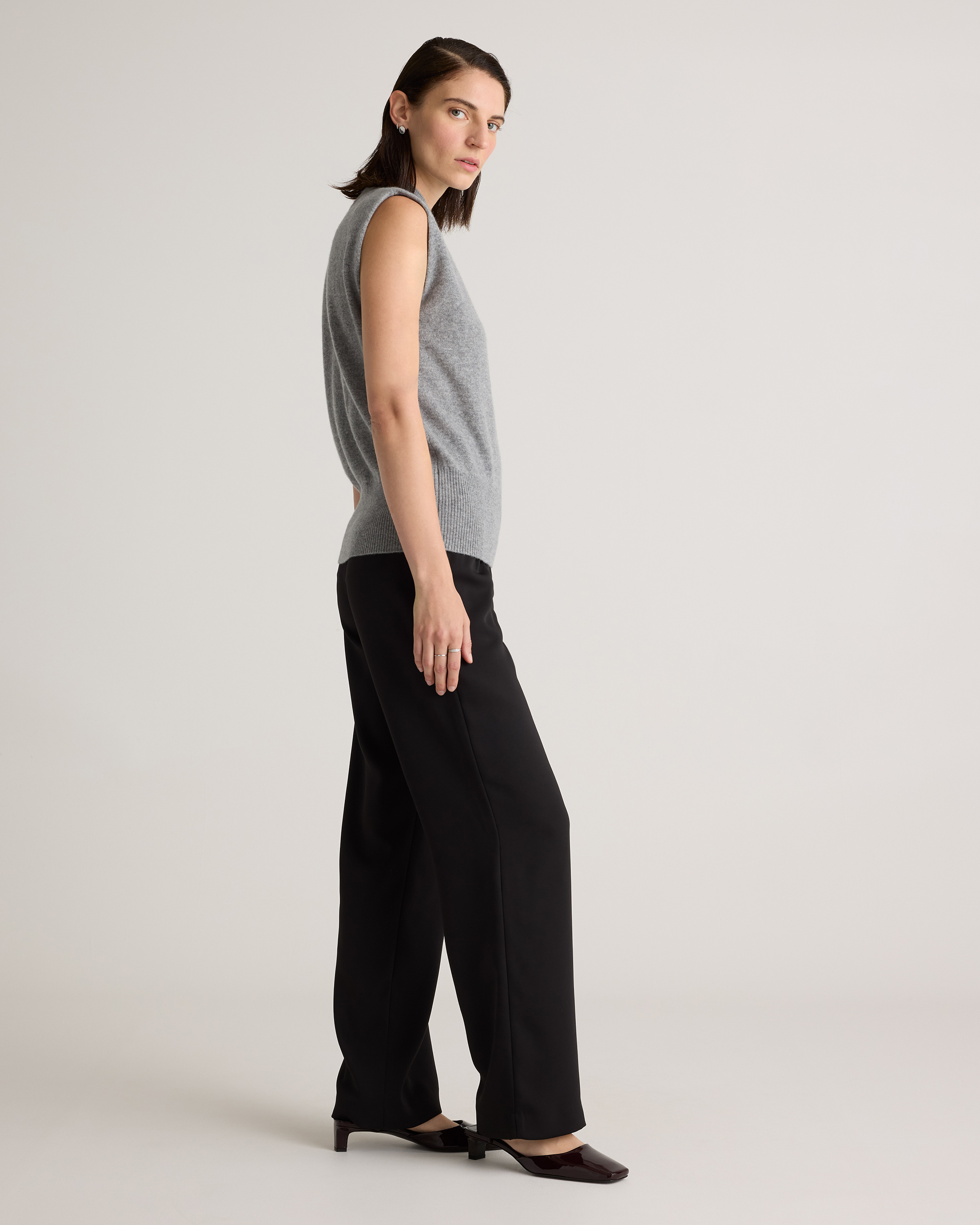 Mongolian Cashmere Padded-Shoulder Sweater Tank — Image 20