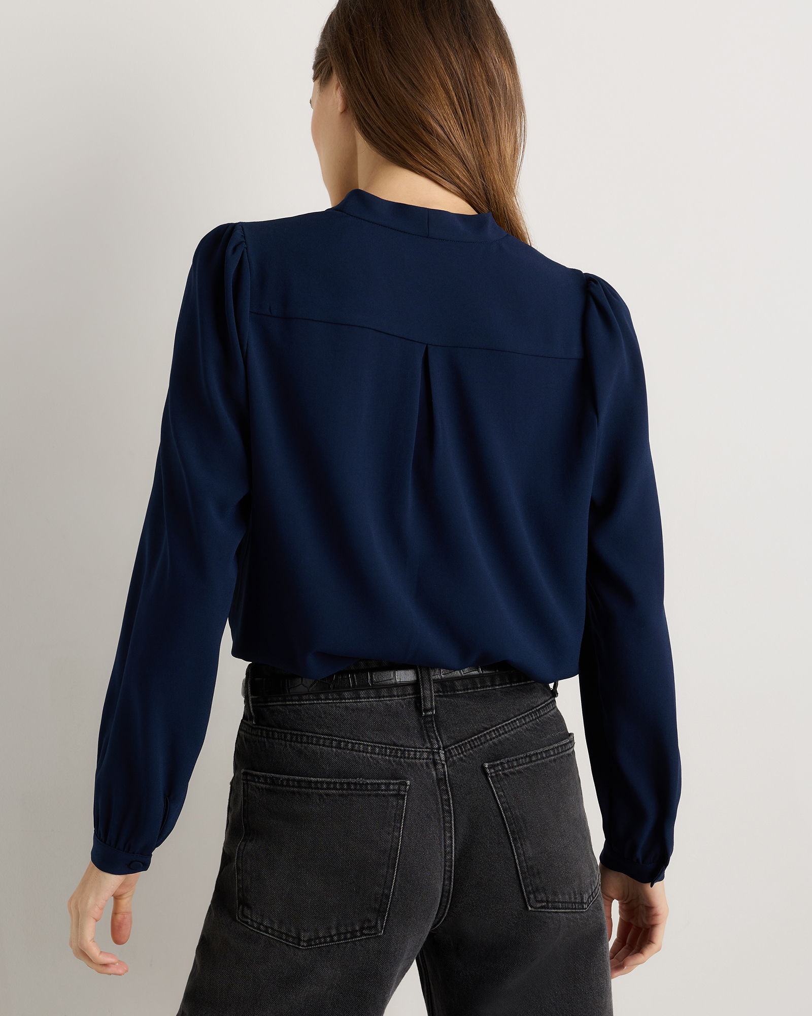 Fluid Crepe Surplice Long Sleeve Blouse — Image 5