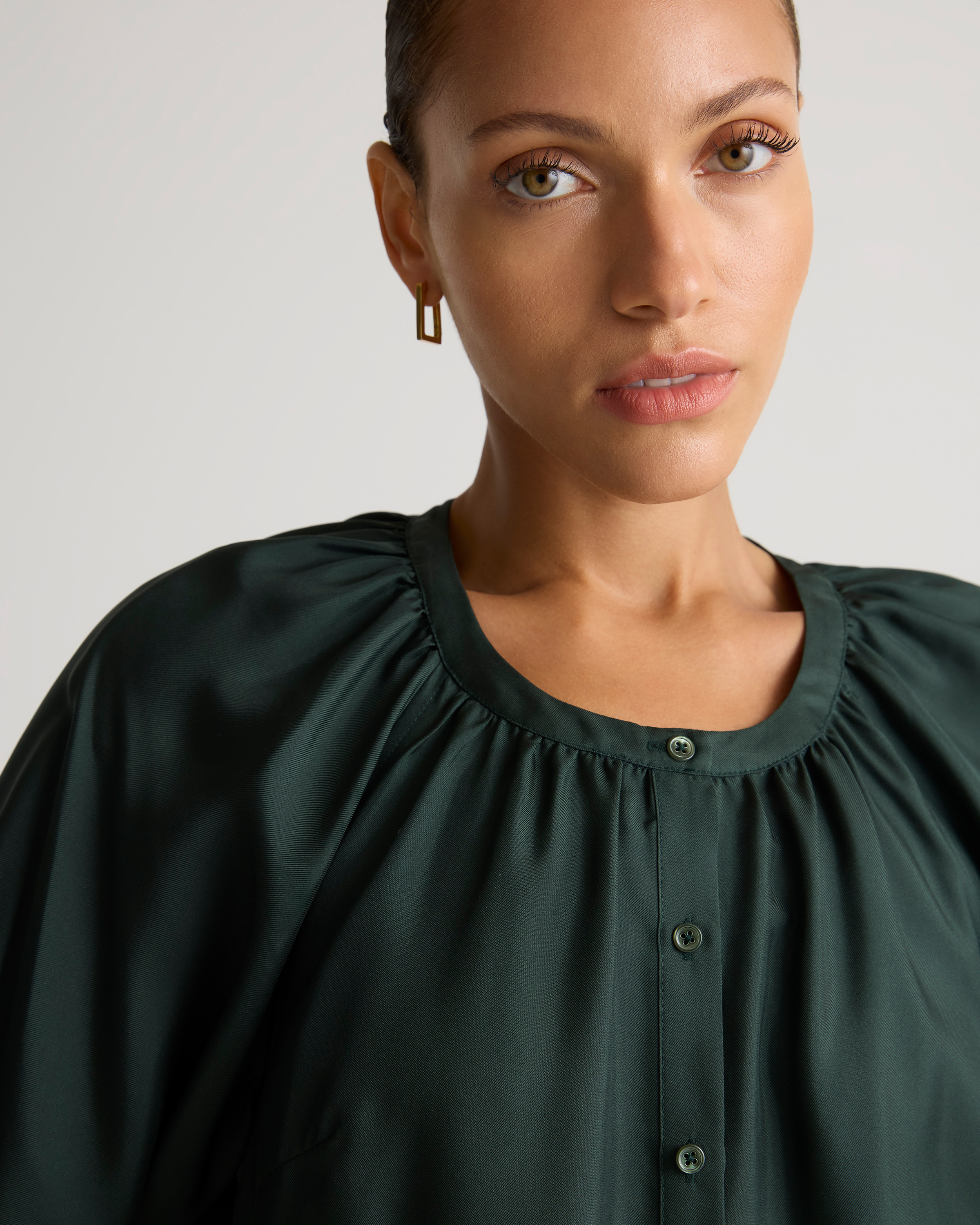 100% Silk Twill Button Front Mini Dress — Image 7