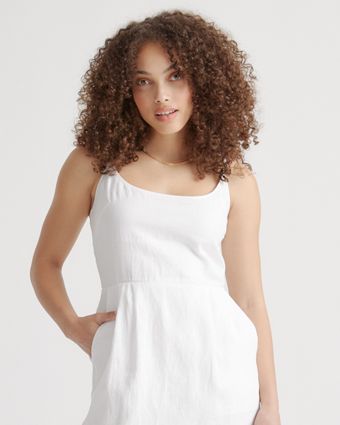 100% European Linen Scoop Neck Midi Dress — Image 63