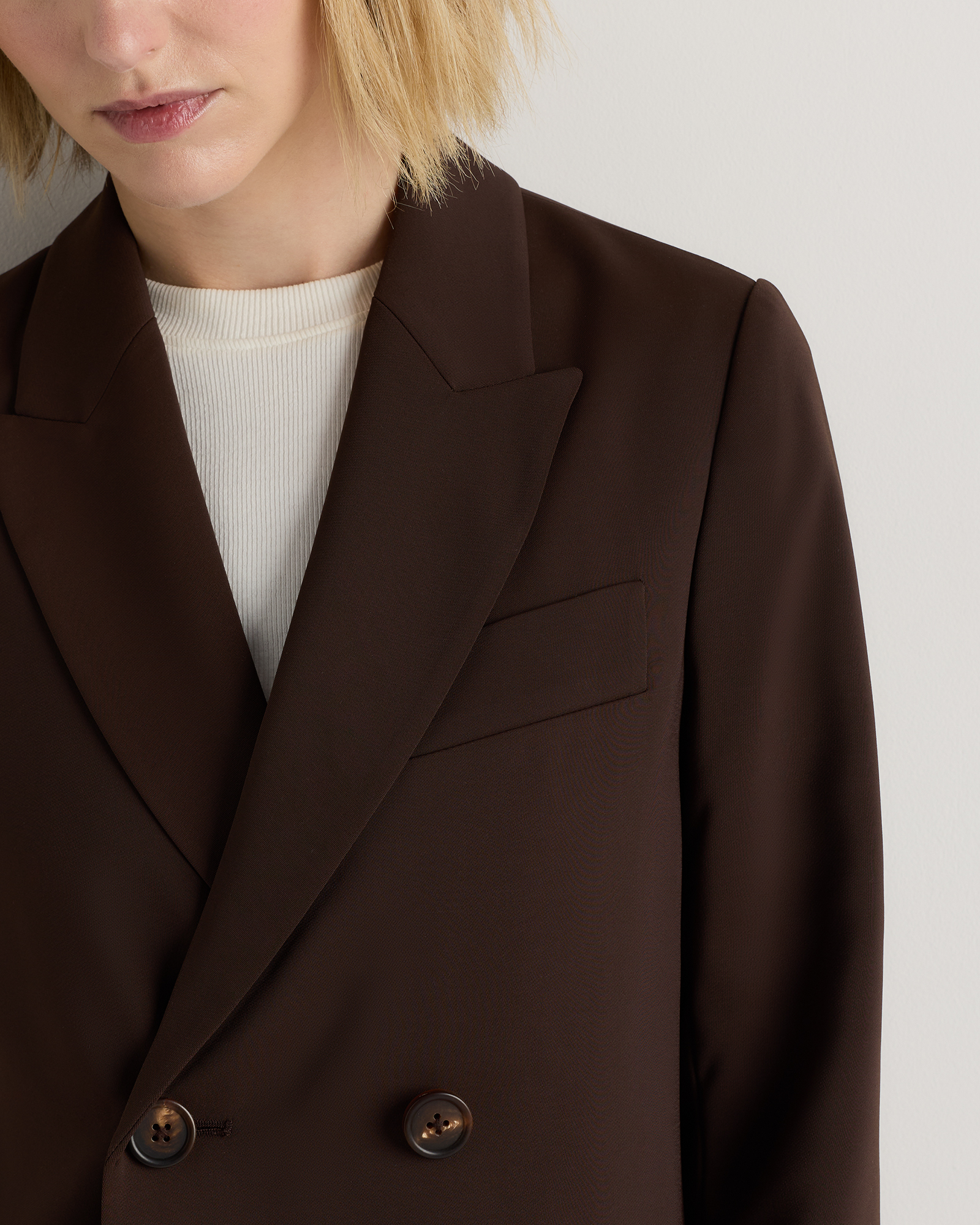 Stretch Crepe Relaxed Double-Breasted Blazer — Image 15