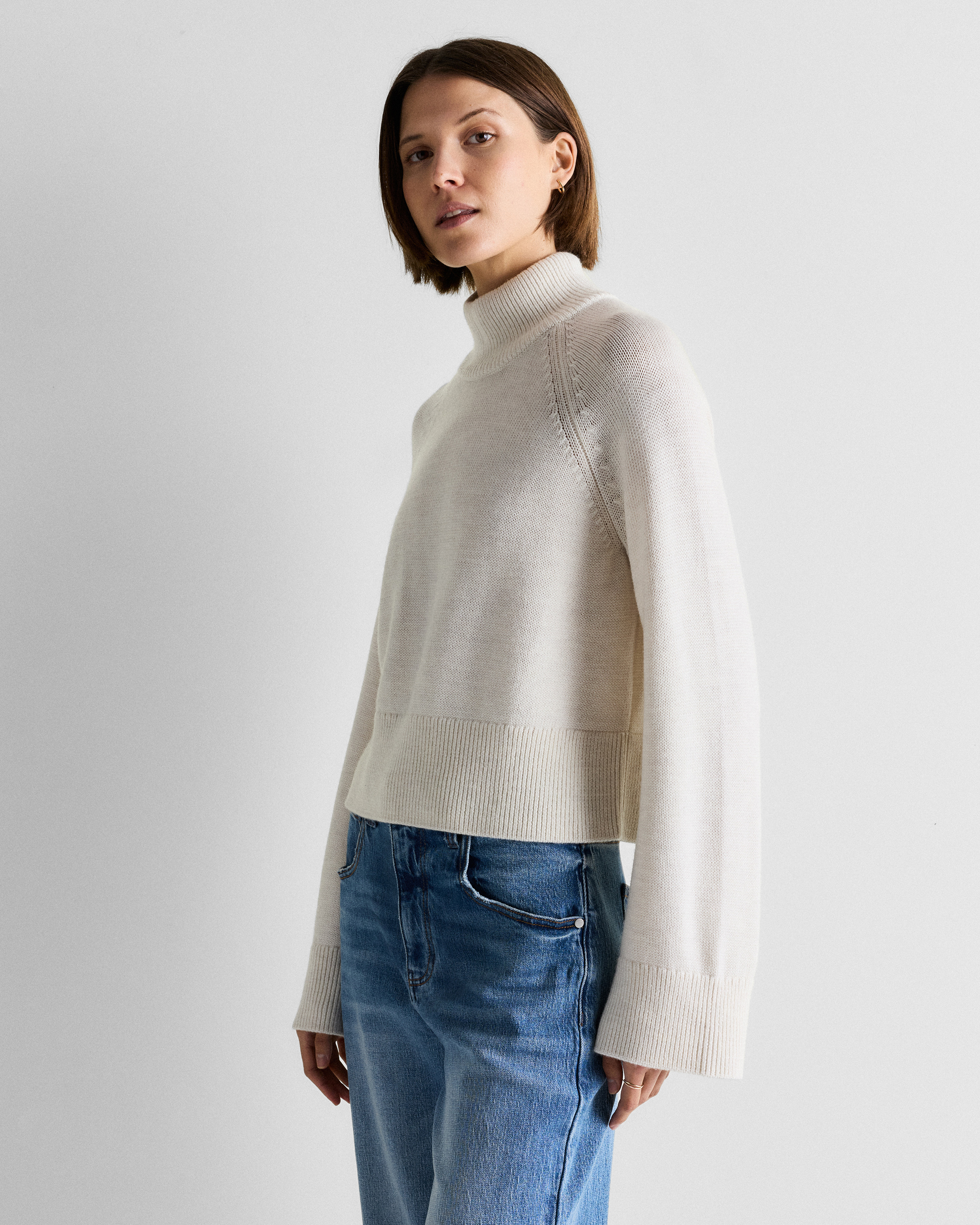 Australian Merino Wool Cropped Mock Neck Sweater — Image 9