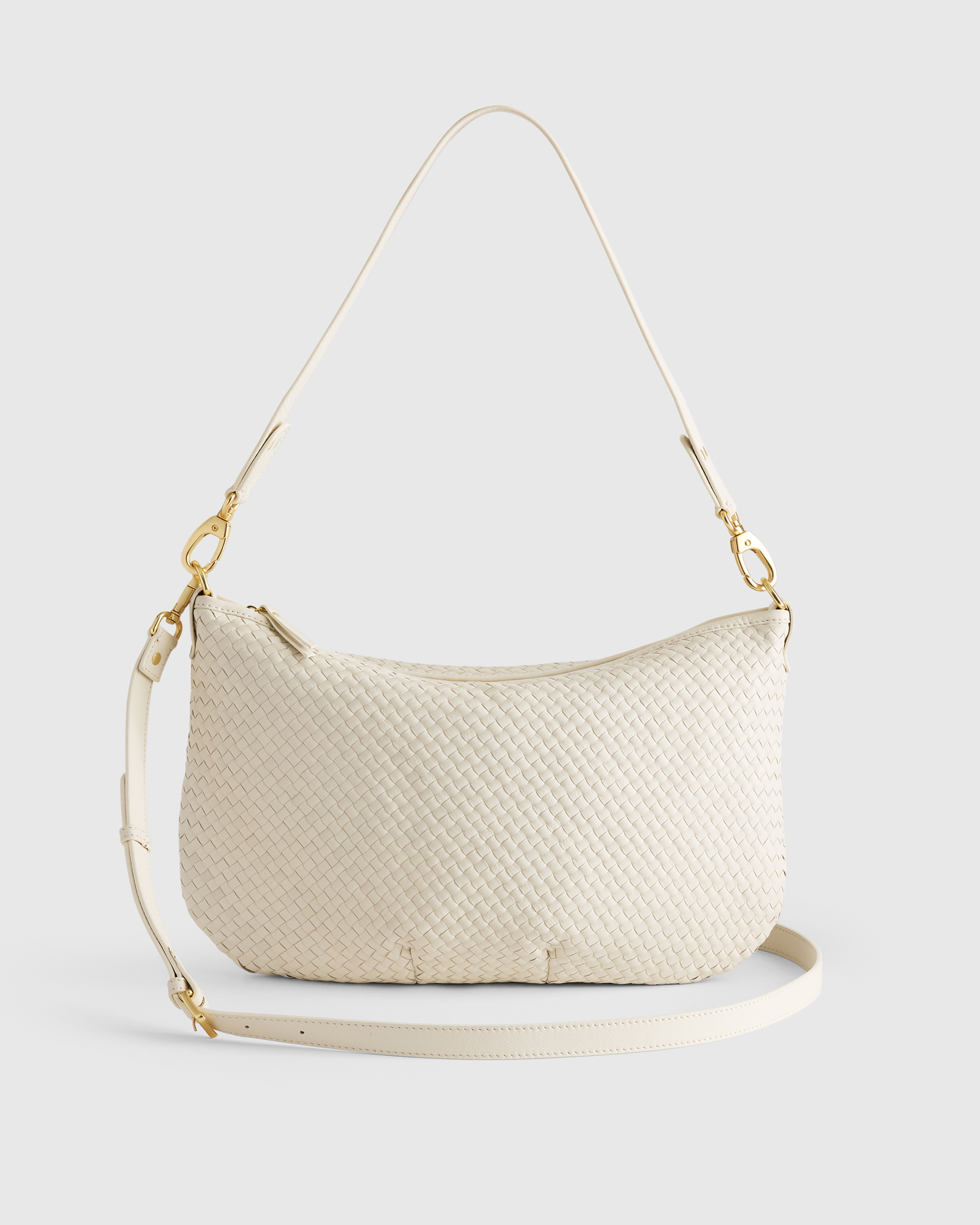 Italian Leather Convertible Crescent Handwoven Shoulder Bag — Image 34