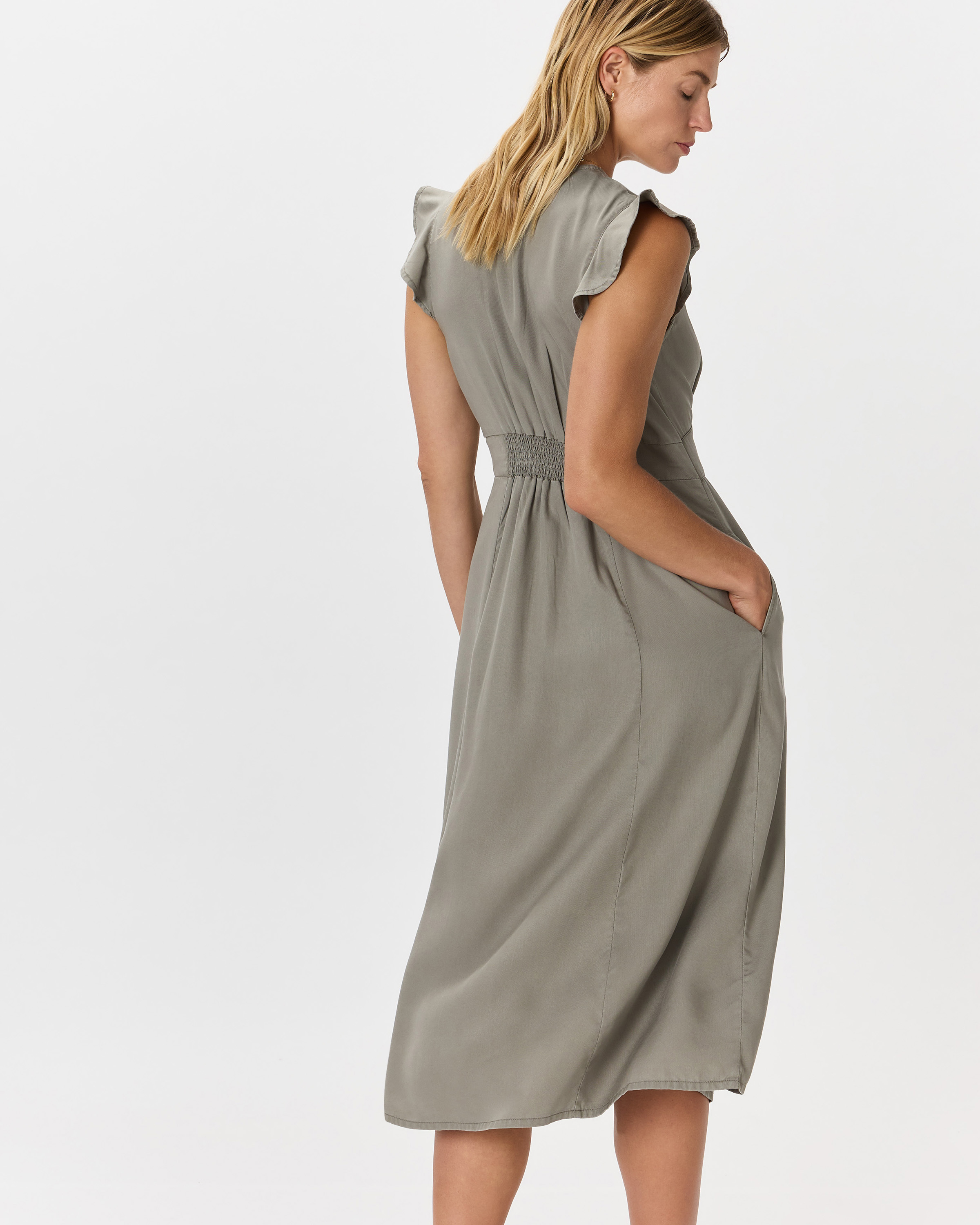 Vintage Wash Tencel Button Front Midi Dress — Image 8